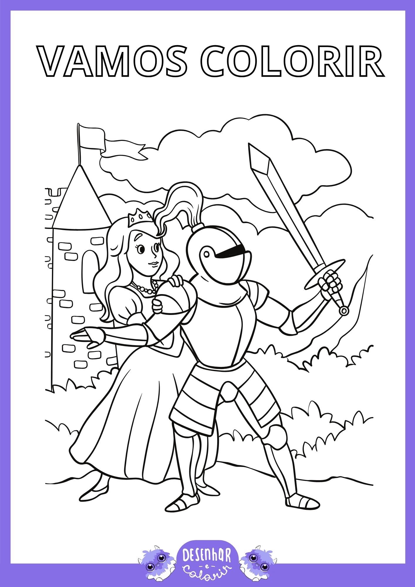Desenhos de princesas e príncipes para colorir
