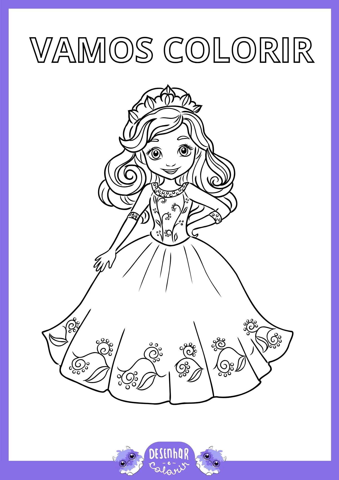 Desenho de princesa moderna para colorir