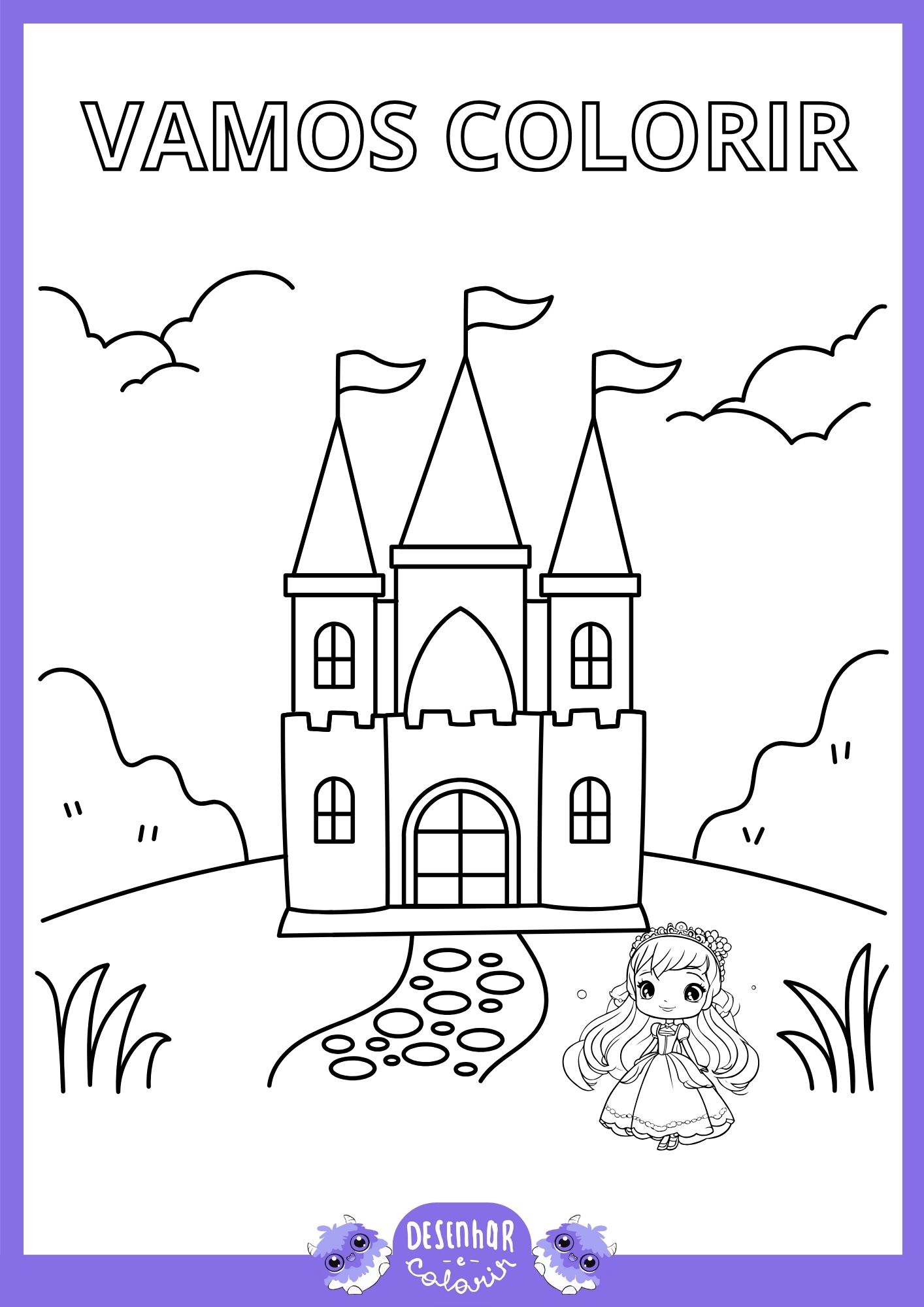 Desenho de uma Dona do Castelo para colorir