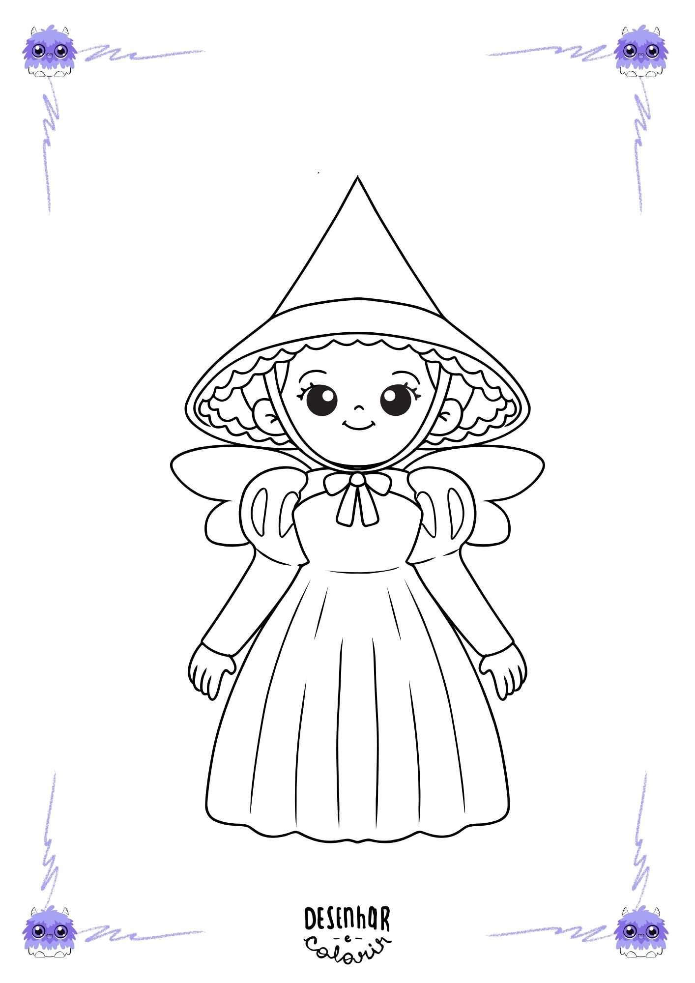 Desenho de uma fada das folhas para colorir