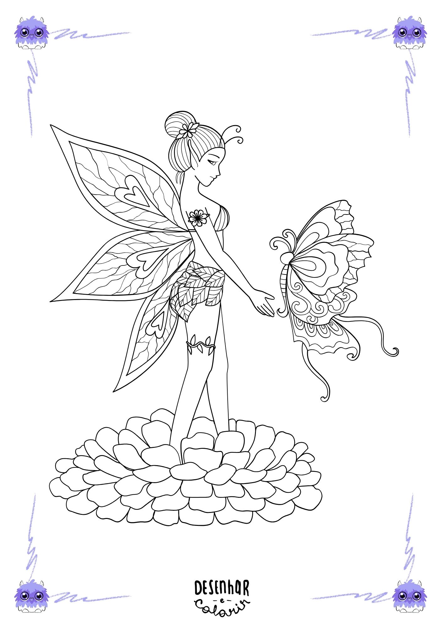 Desenho da Fada dos Animais para colorir