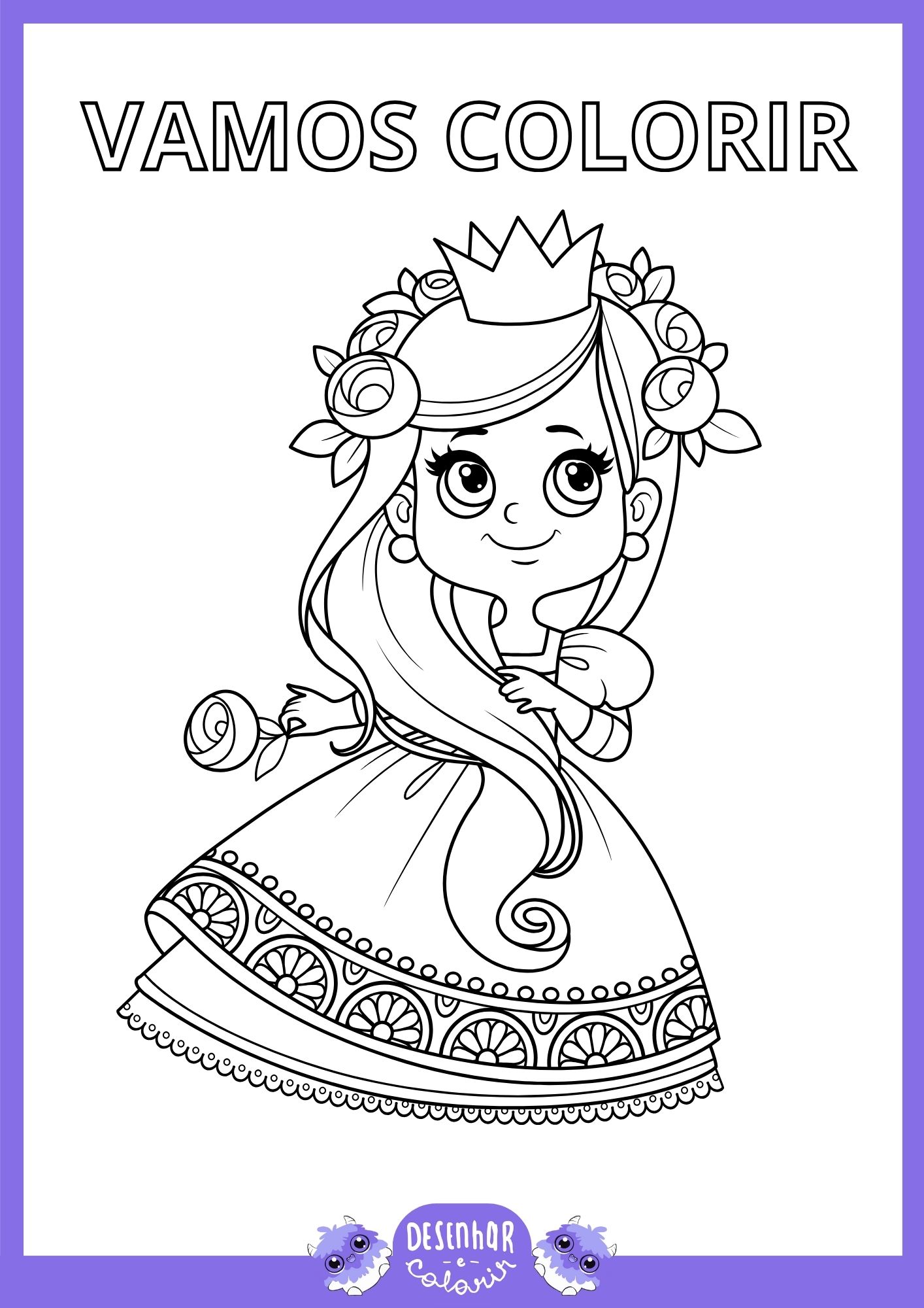 Desenho de uma Princesa do Encanto para colorir