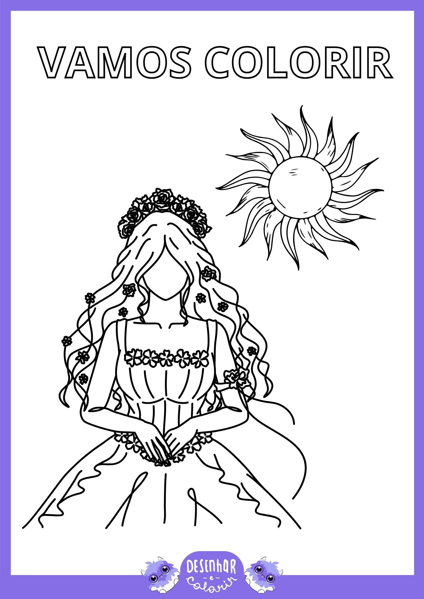 Desenho da Princesa do Sol para colorir