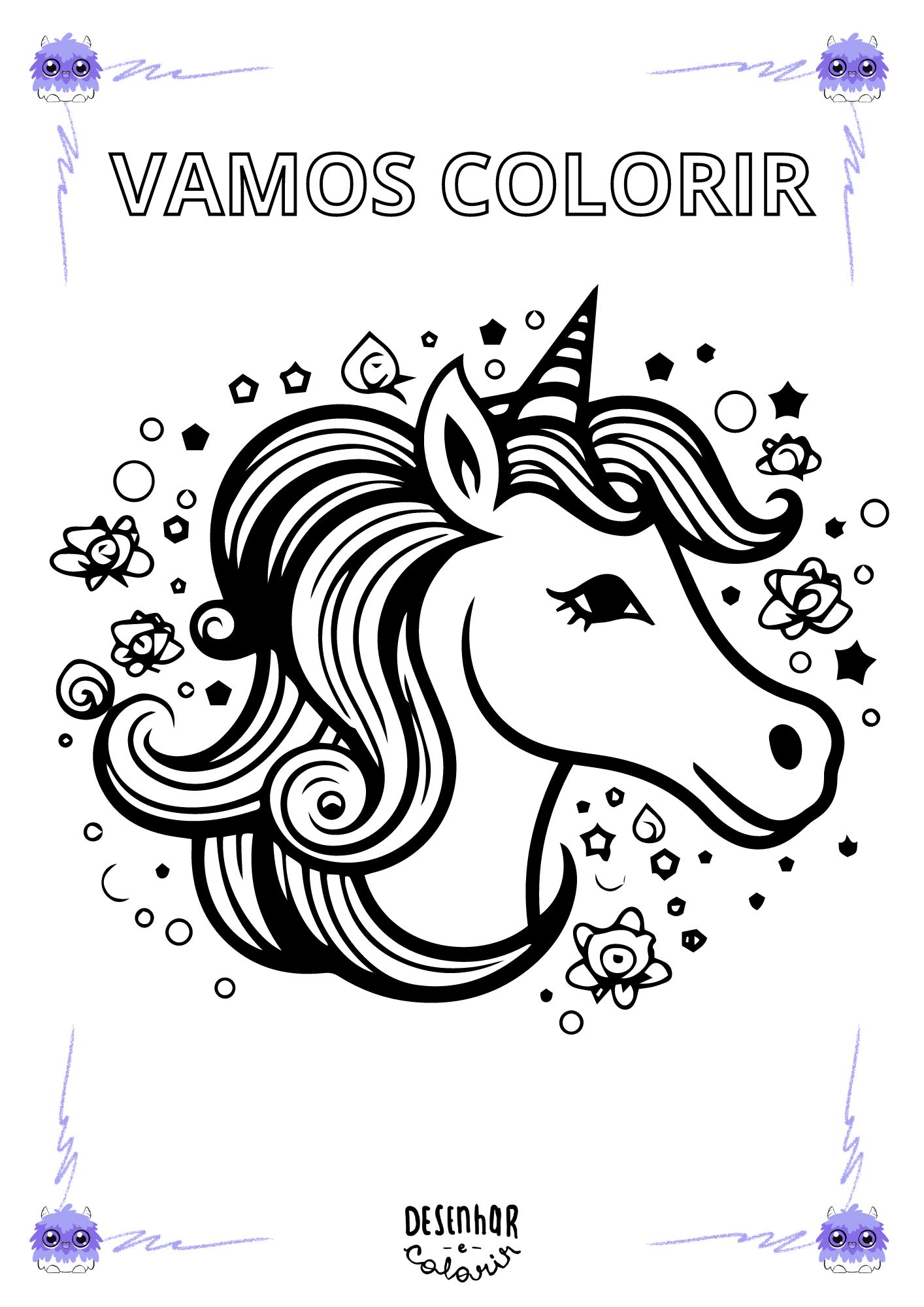 Desenho de um Unicórnio Encantado para colorir