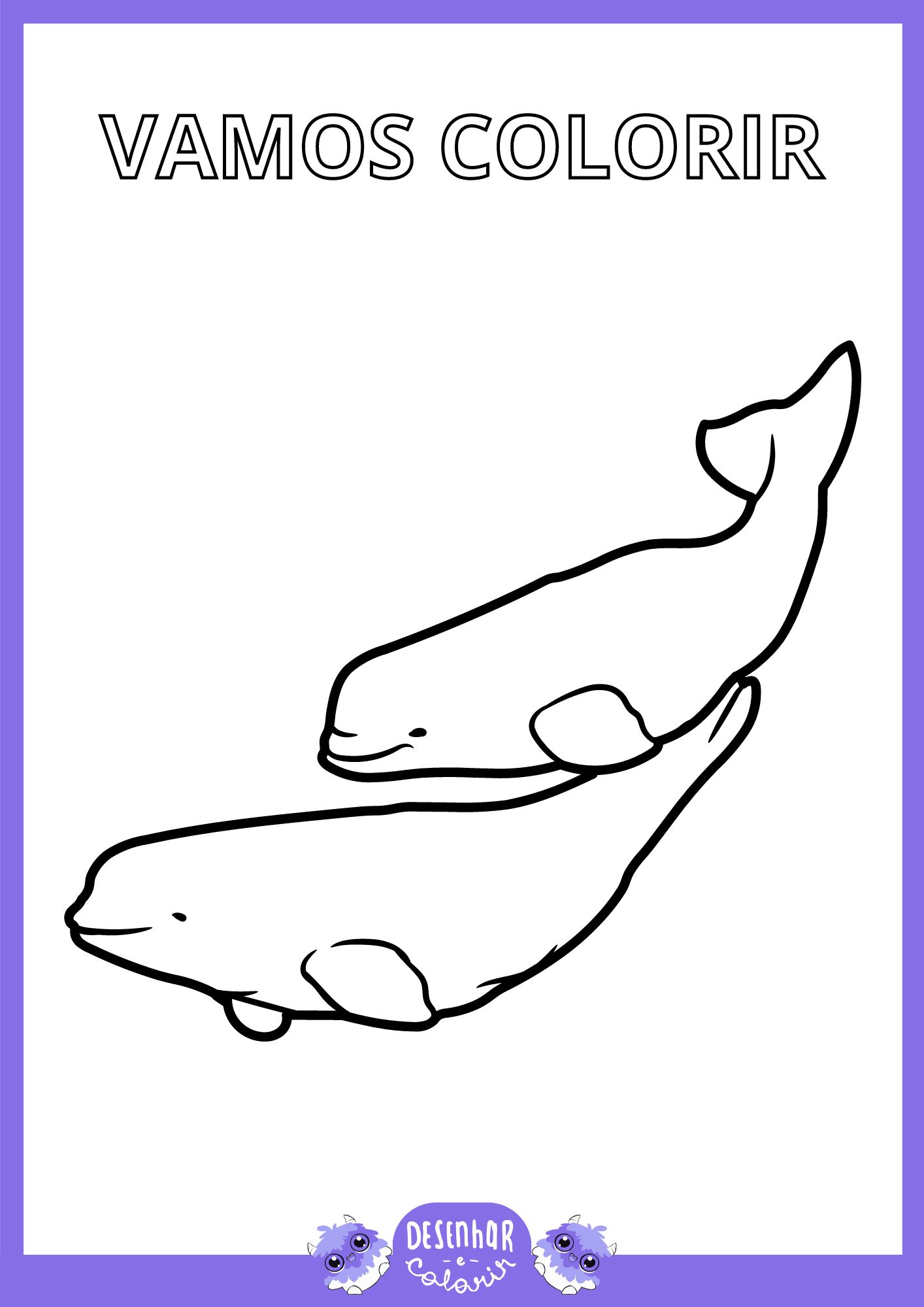 Desenho de uma Beluga sorrindo para colorir.