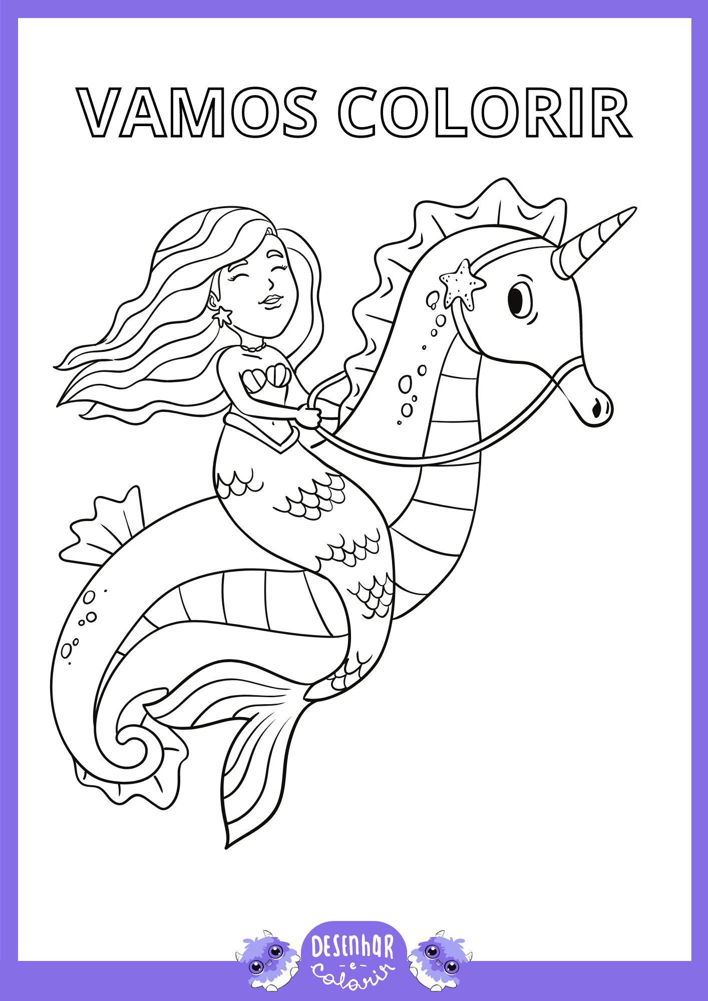 Desenho da Pequena Sereia para colorir