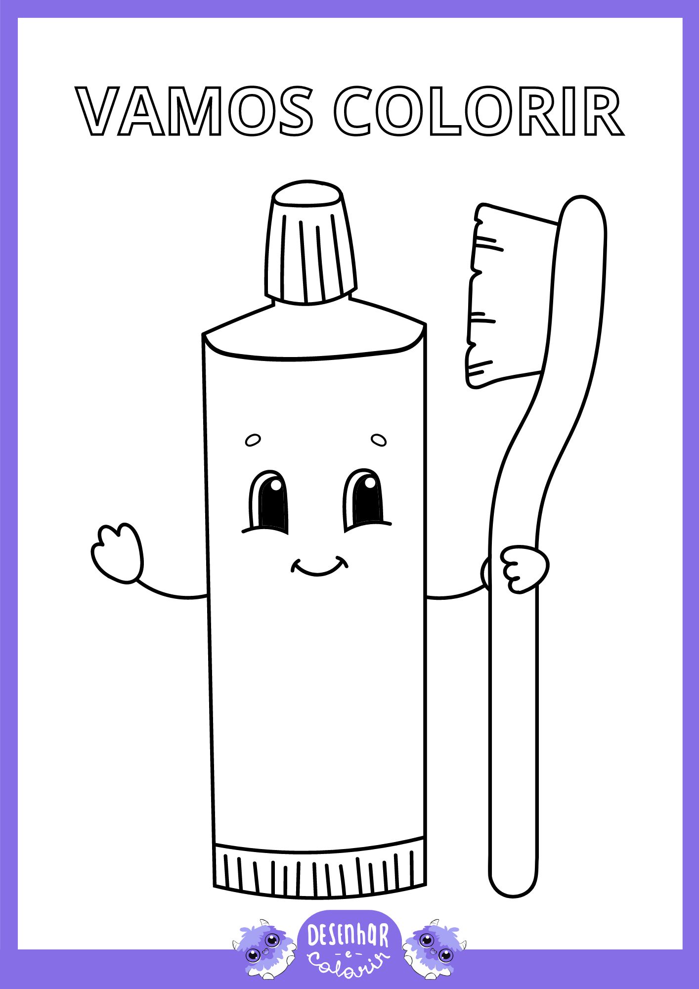 Desenho de escova de dente para colorir
