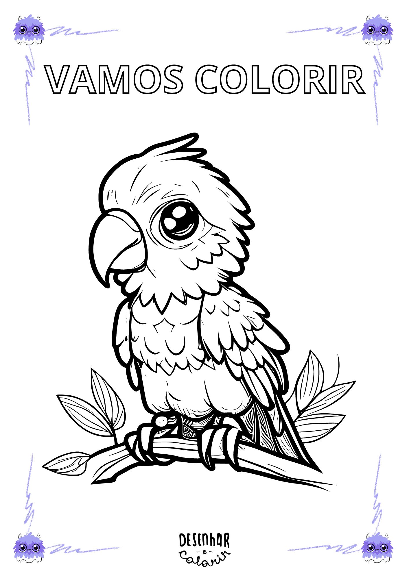 Arara Azul para Colorir