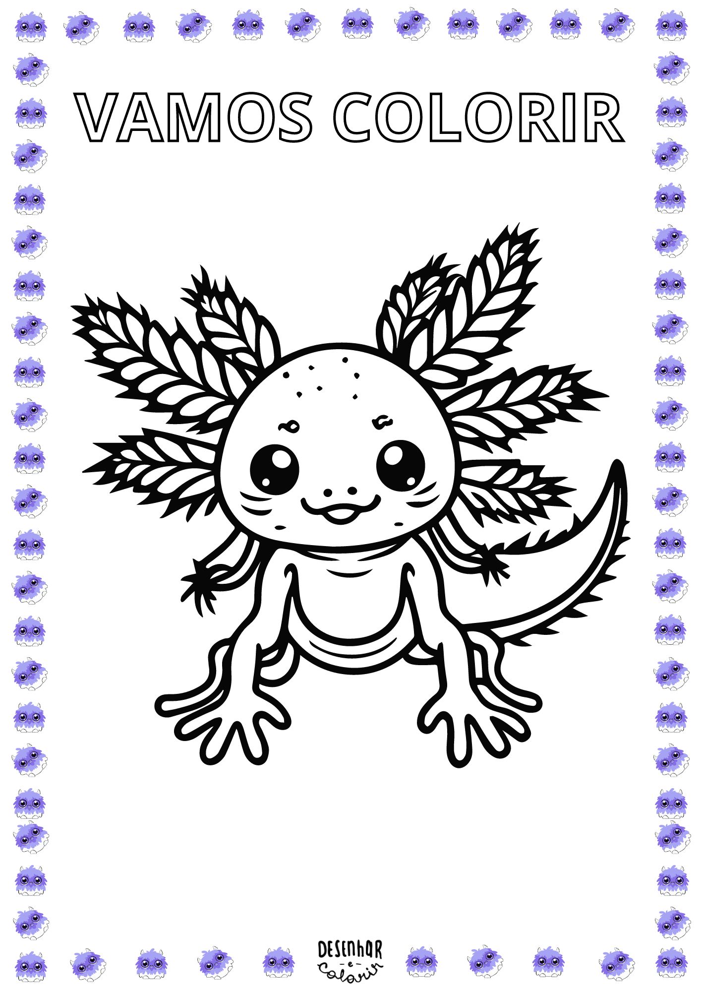 Desenho de Axolote para Colorir