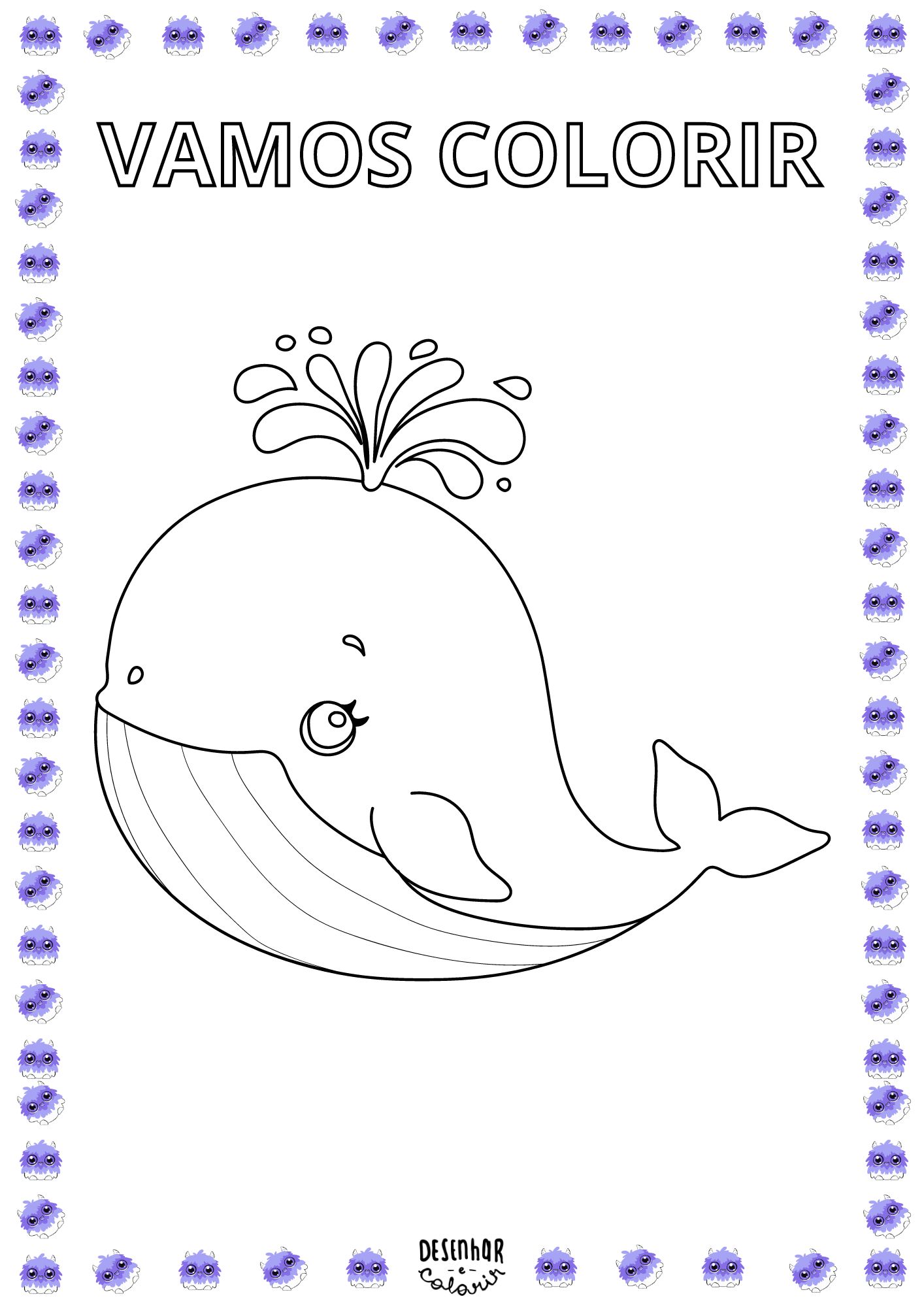 Desenho de uma baleia para colorir