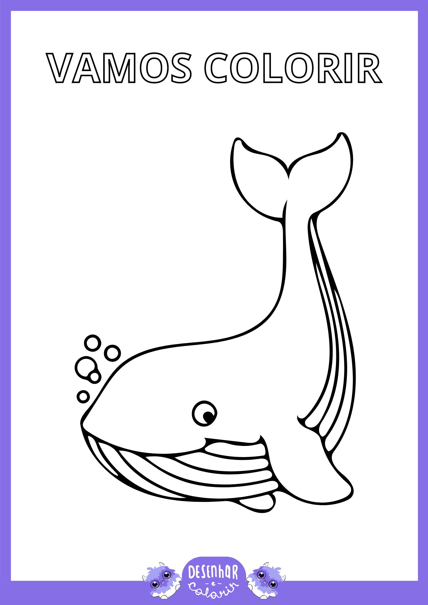 Desenho para colorir da Baleinha Aventureira