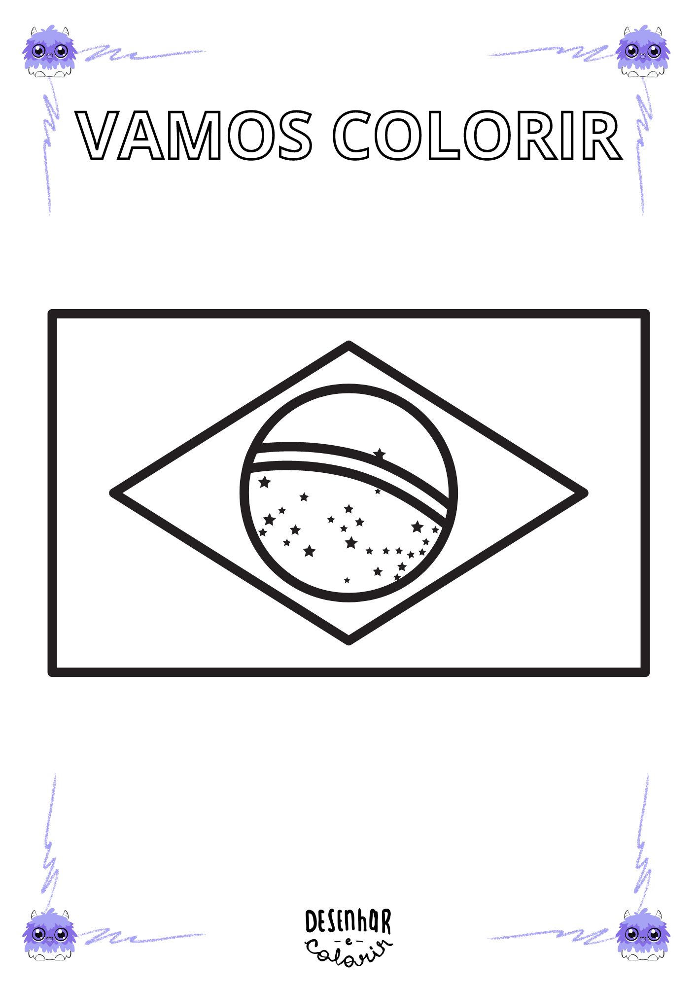 Desenho da bandeira do Brasil para colorir