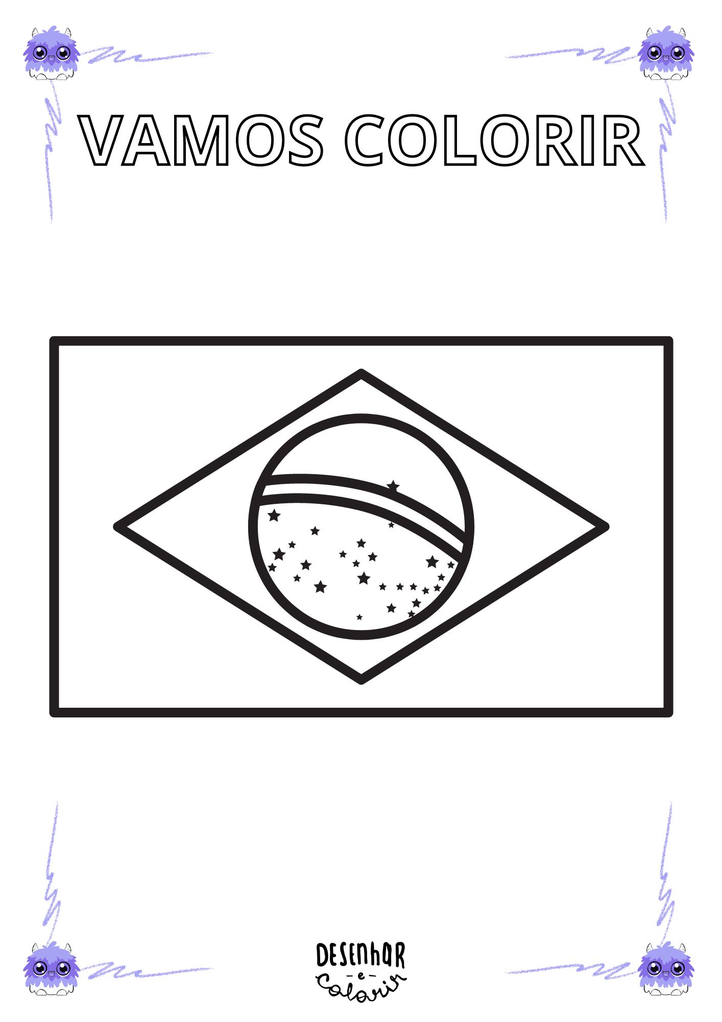 Desenho para colorir da bandeira do Brasil
