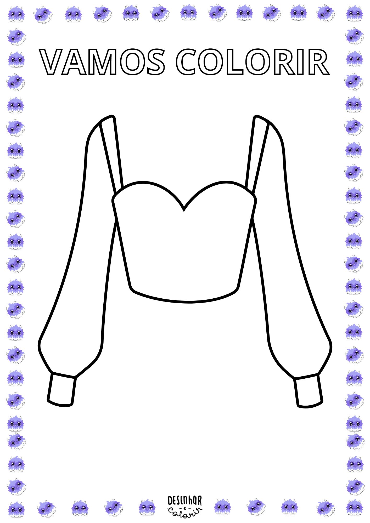 Desenho de blusas para colorir