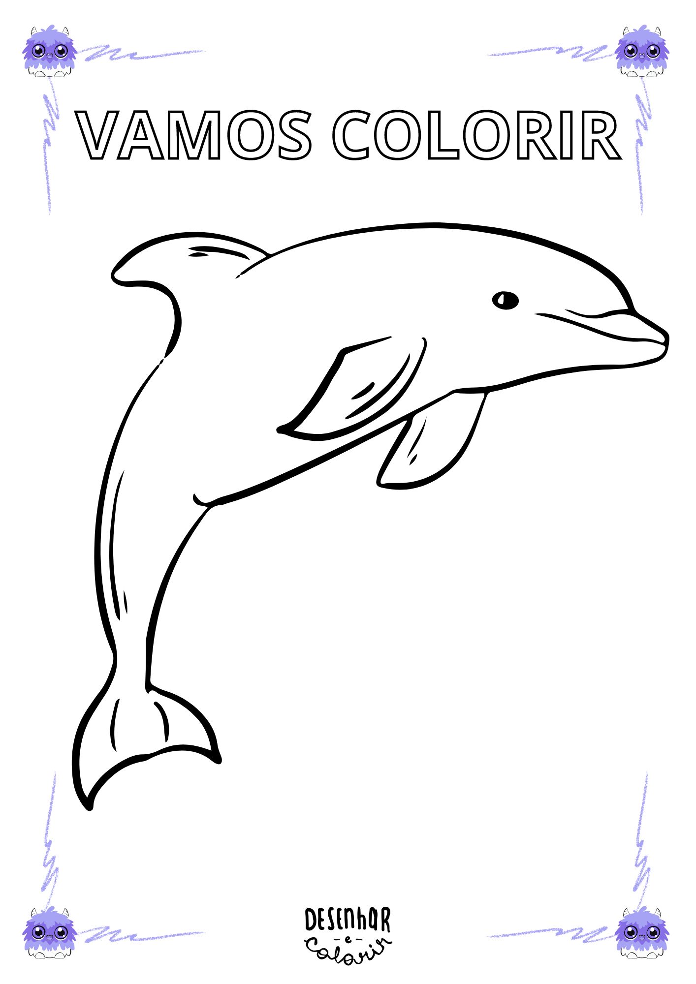 Desenho do Boto Cor de Rosa para Colorir