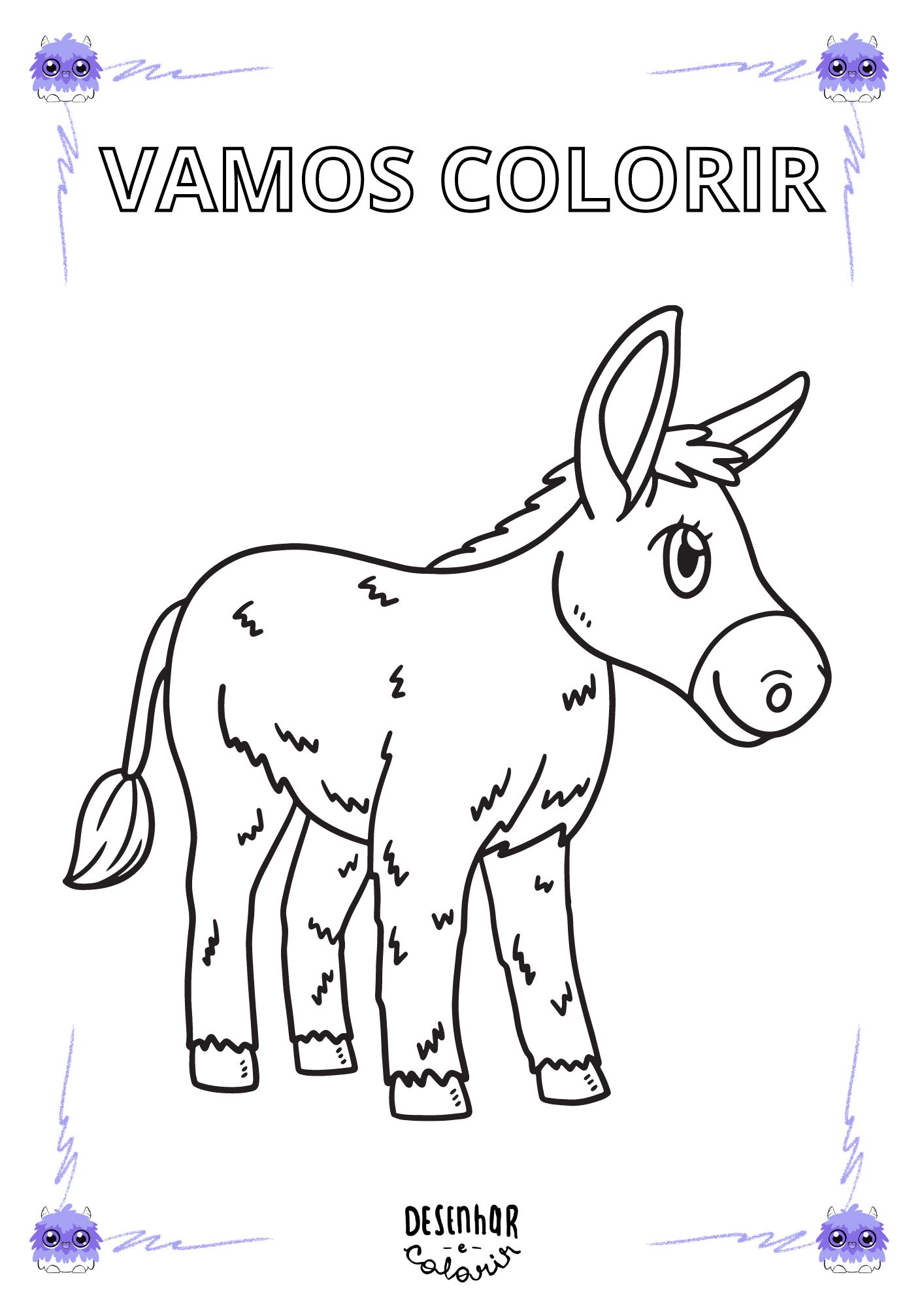 Desenho de burro para colorir