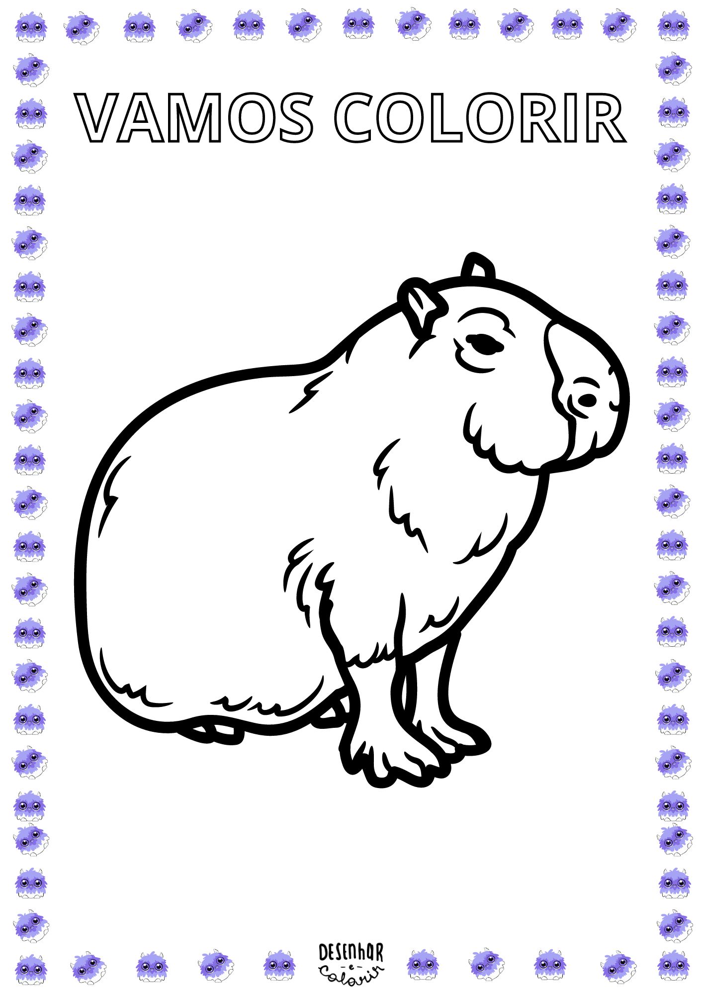 Desenho de capivara para colorir