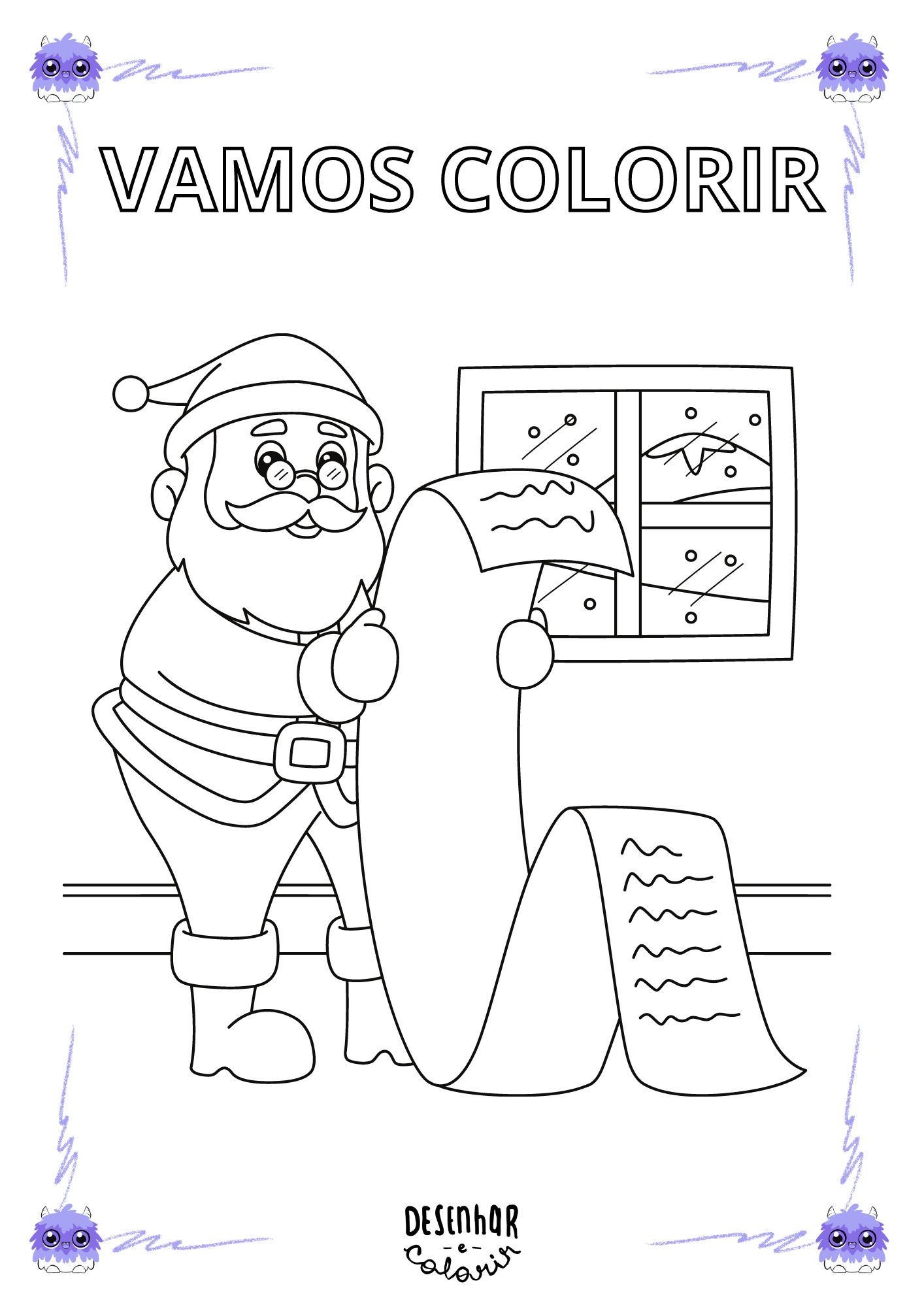 Desenho de carta para o Papai Noel para colorir