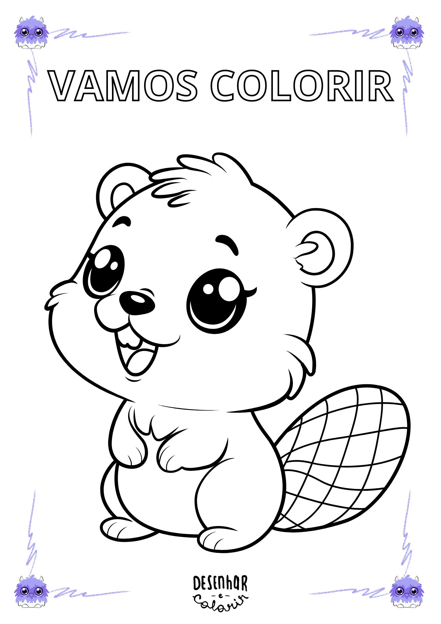 Desenho de castor para colorir