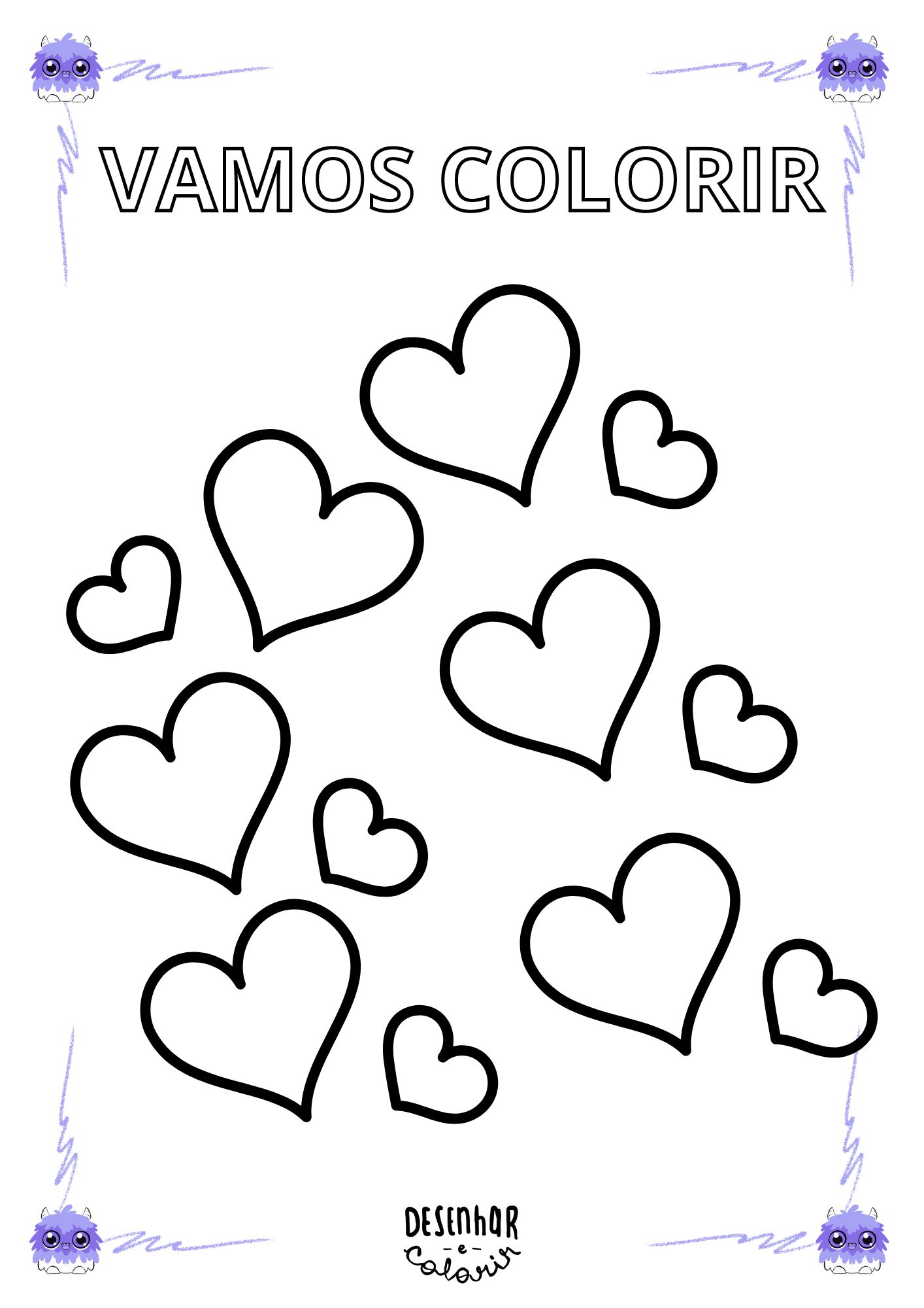 Desenho de coração pequeno para colorir