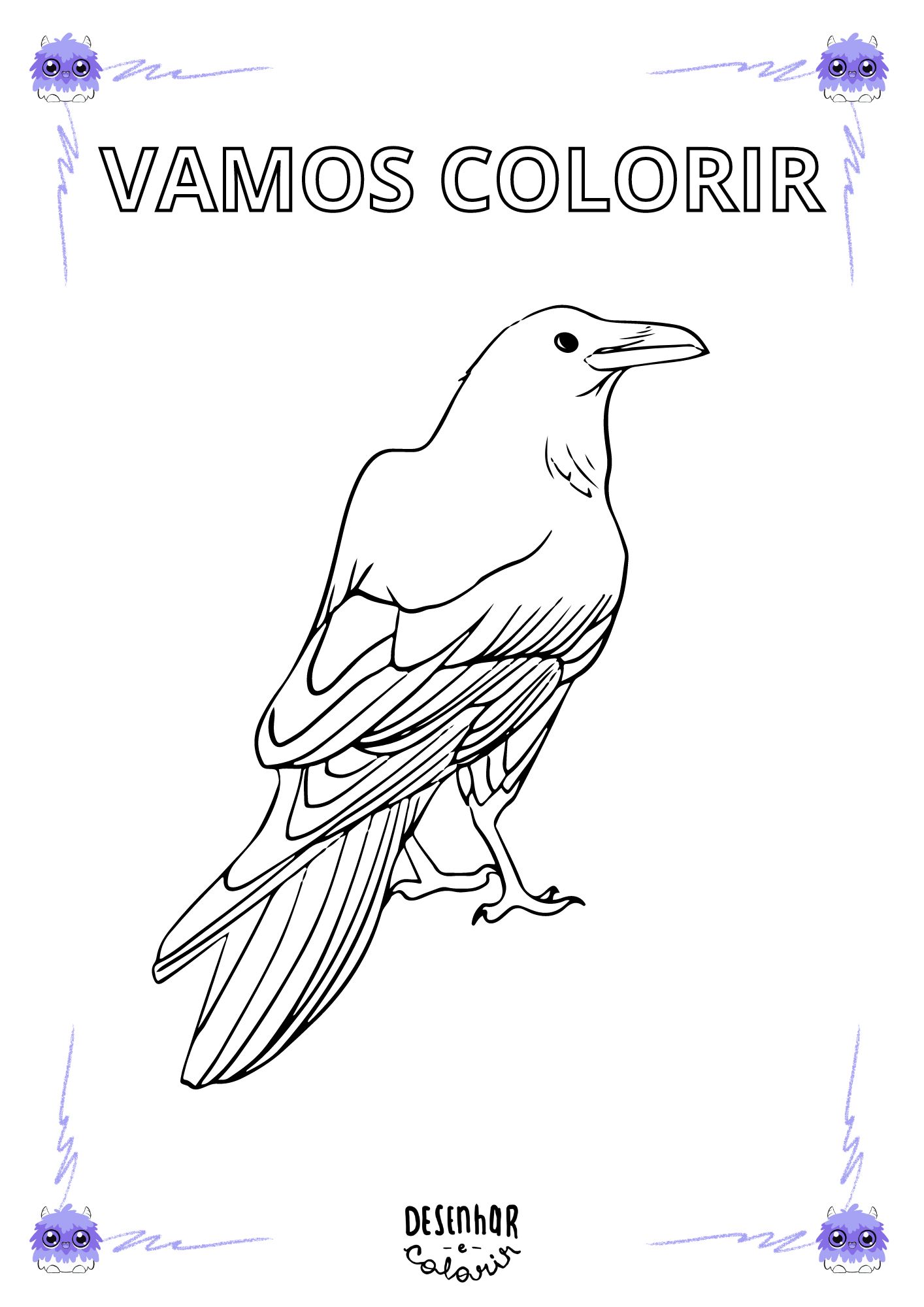 corvo para colorir