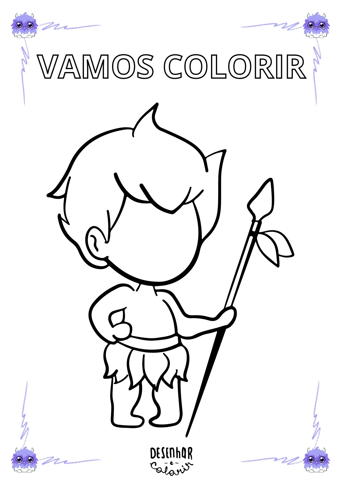 Desenho Curupira para colorir