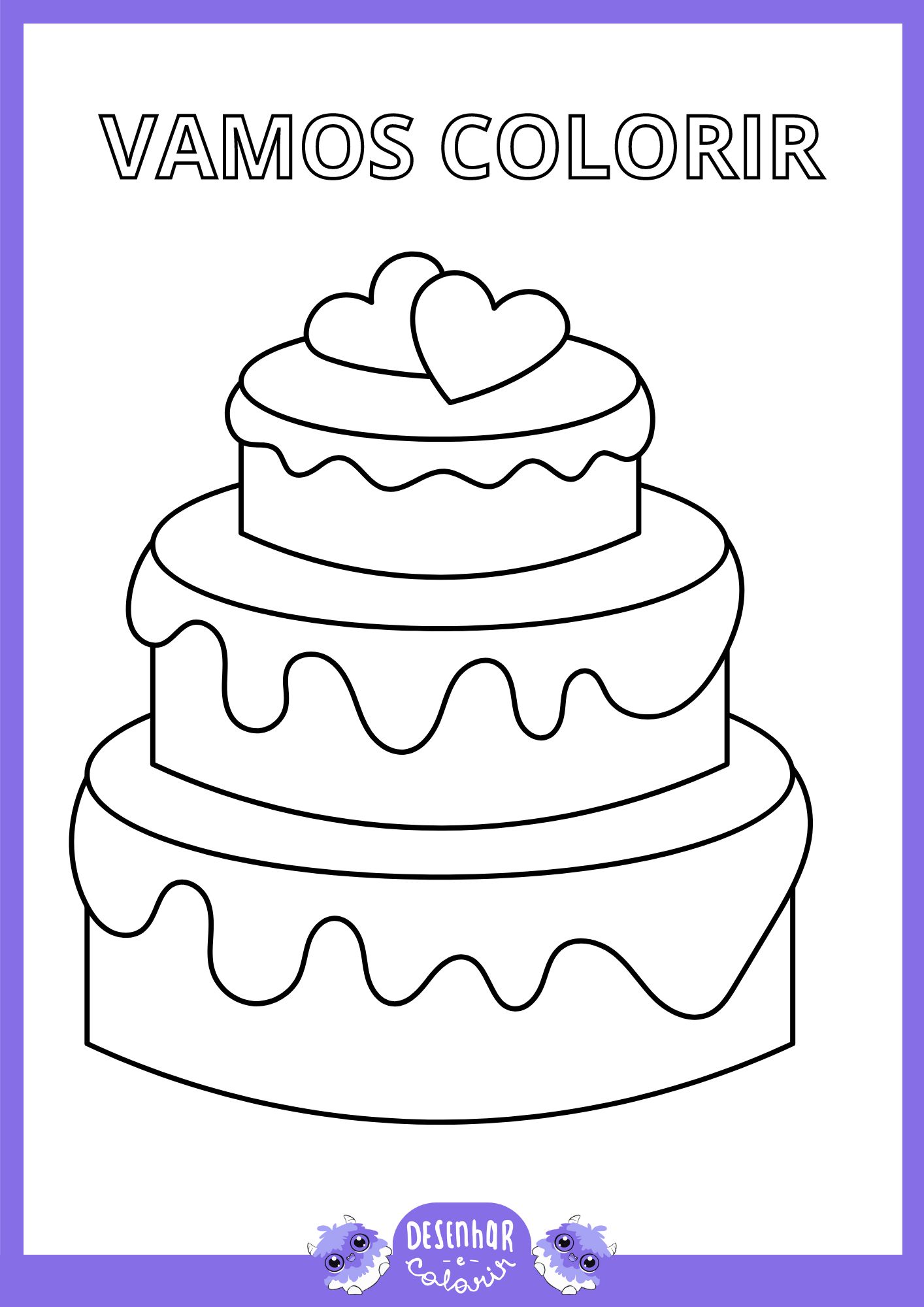 Desenho de bolo de festa para colorir