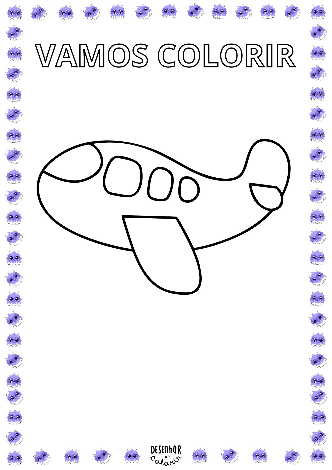Desenho de avião para colorir