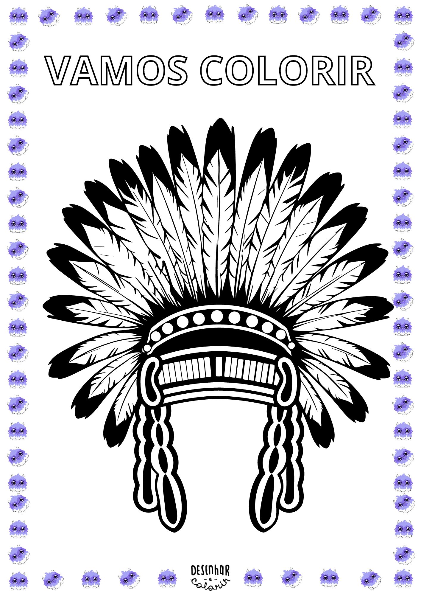 Desenho de índio para colorir
