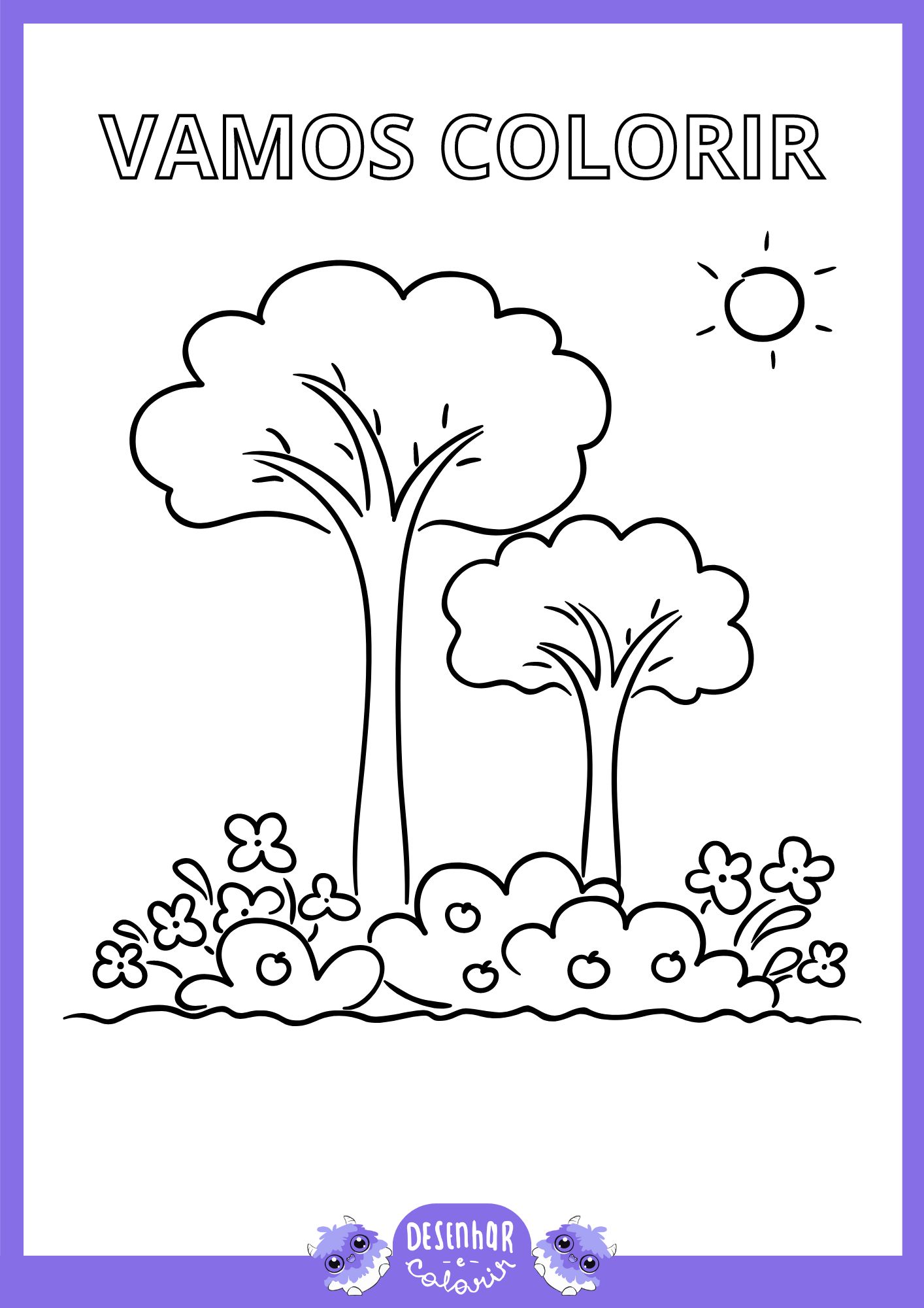 Desenho de paisagem para colorir