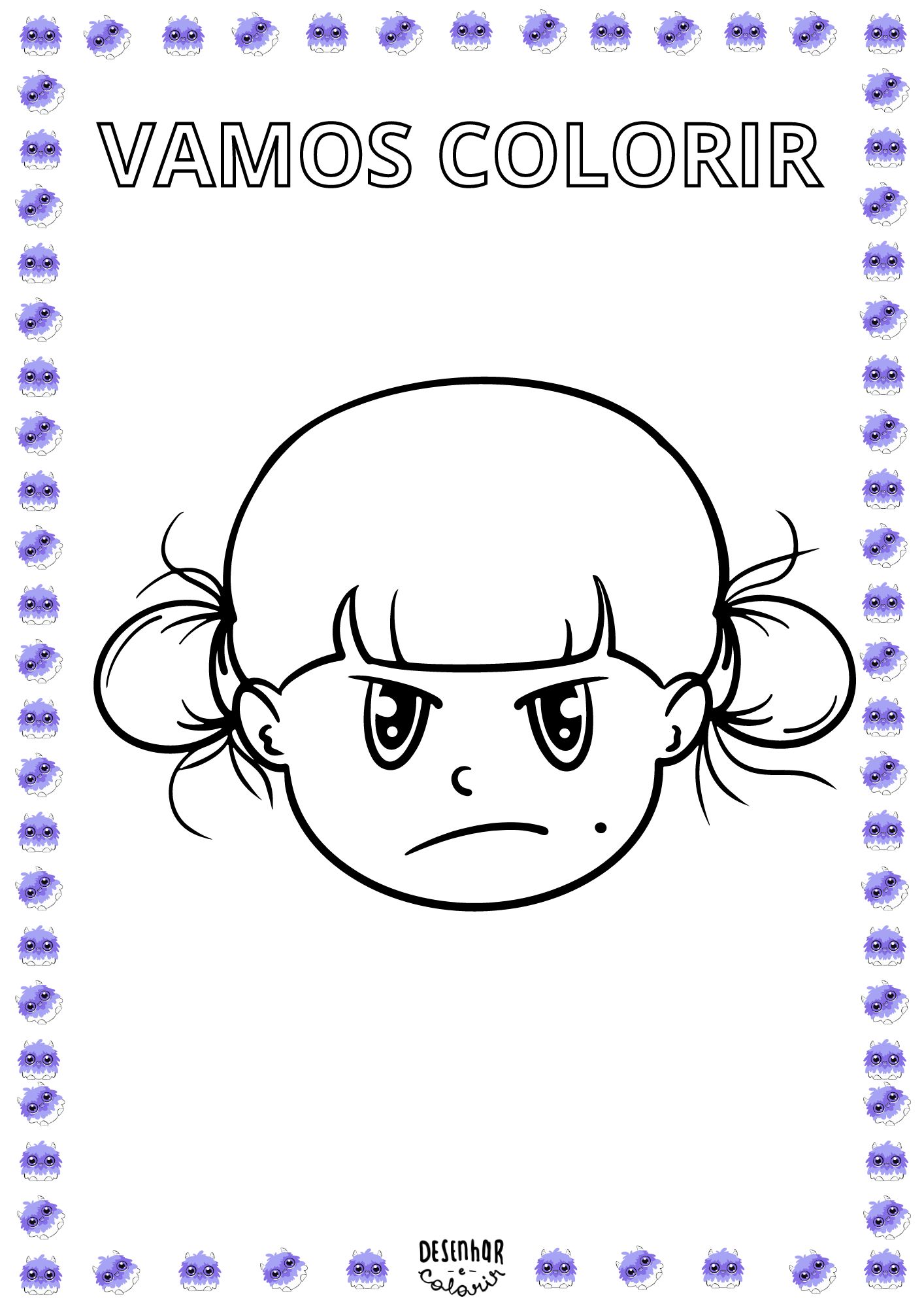 Desenho de rosto infantil para colorir