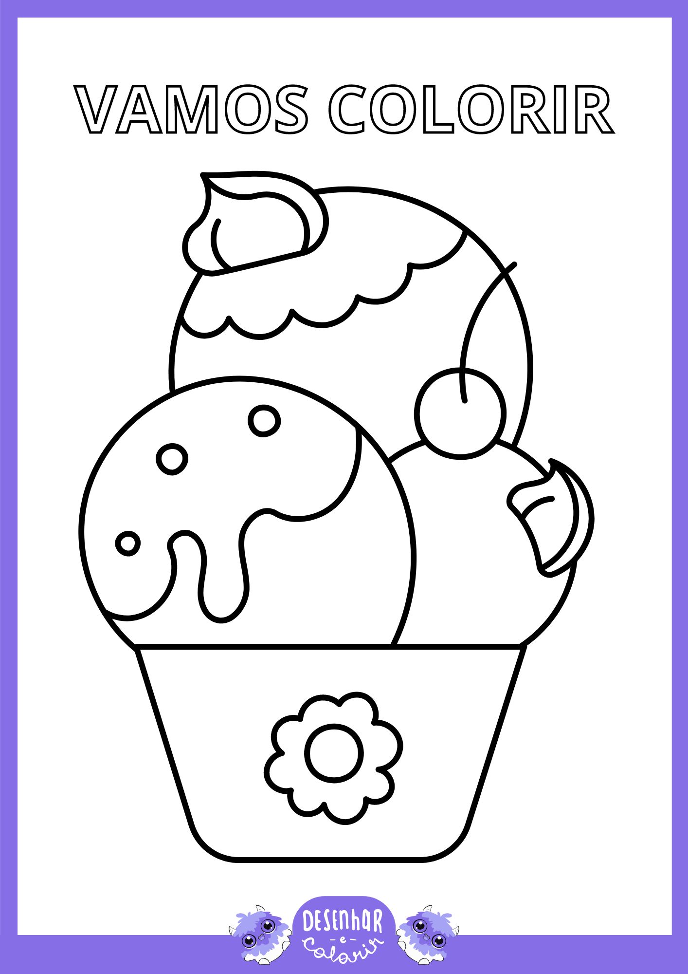Desenho de sorvete para colorir