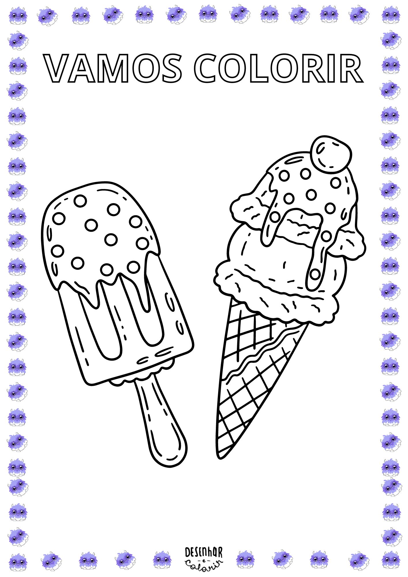 desenho de sorvete para colorir