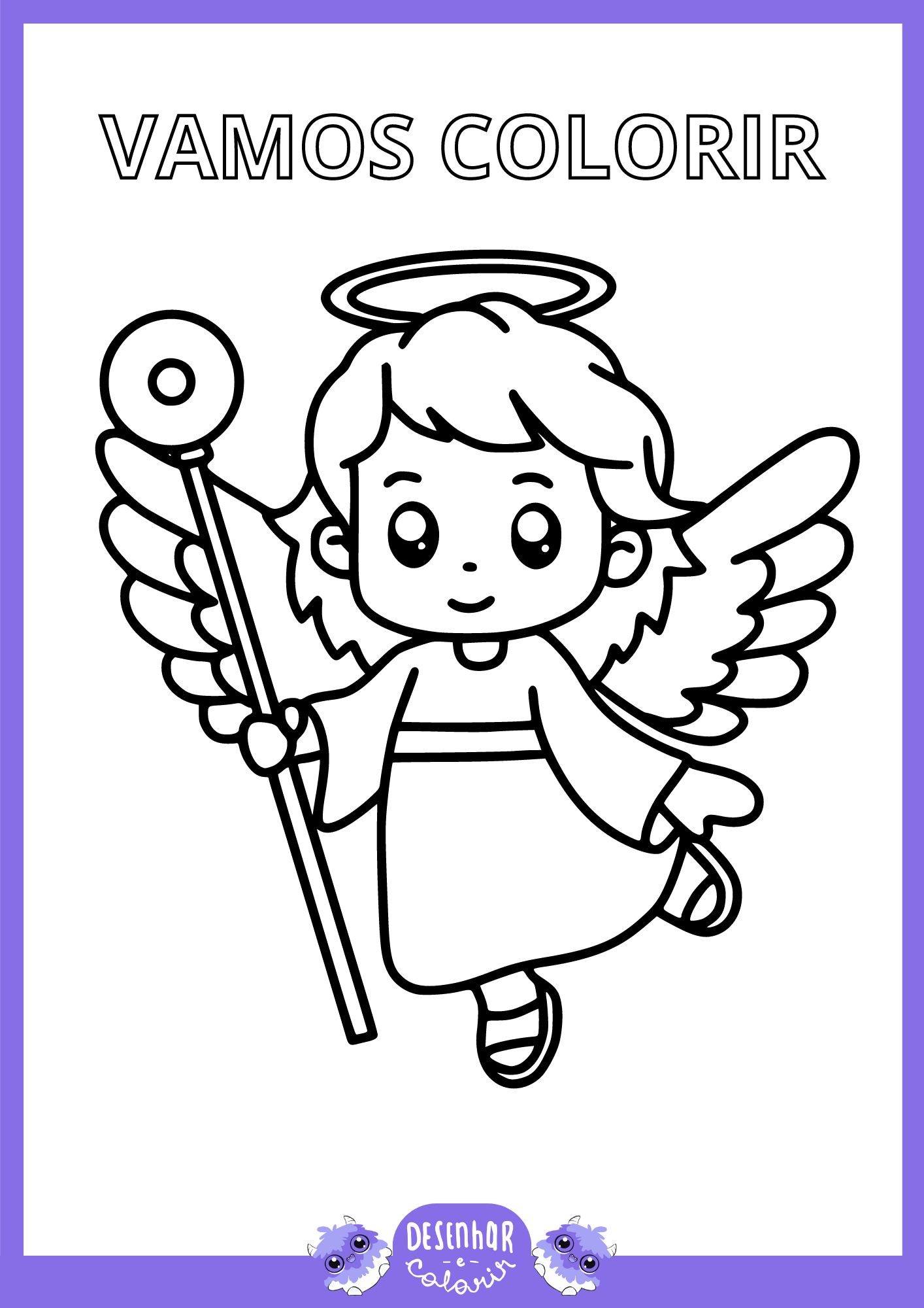 Desenho de um anjo para colorir