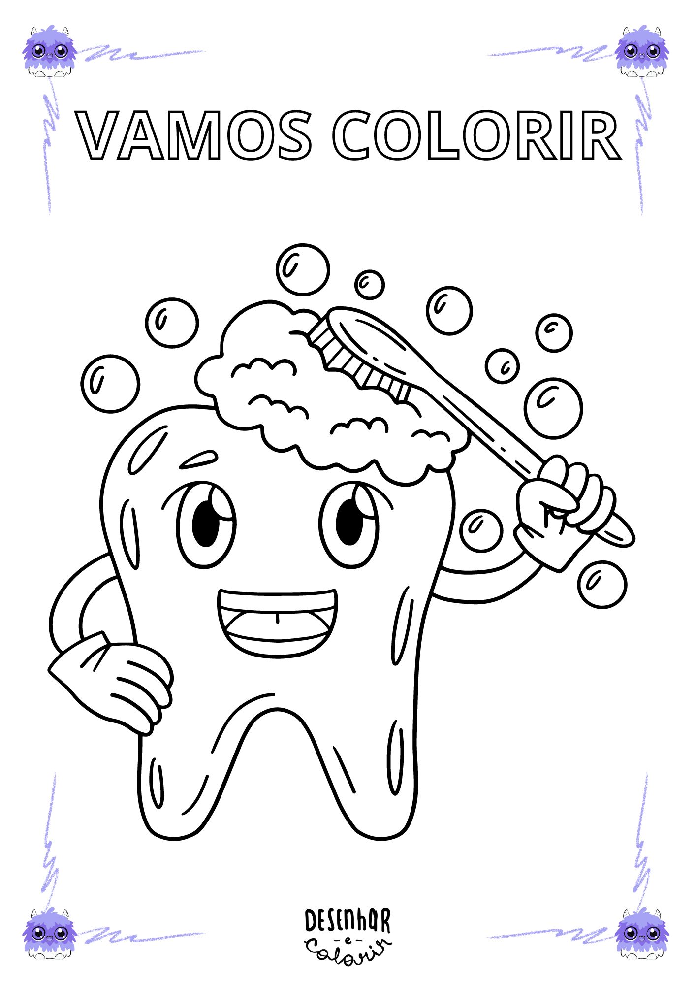 Desenho dente para colorir