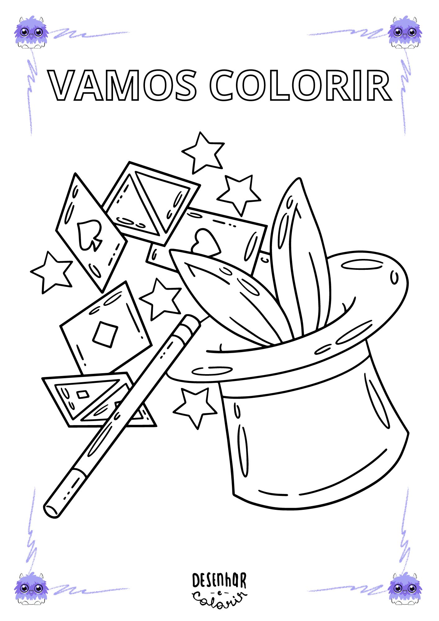Crianças colorindo um desenho de circo digital
