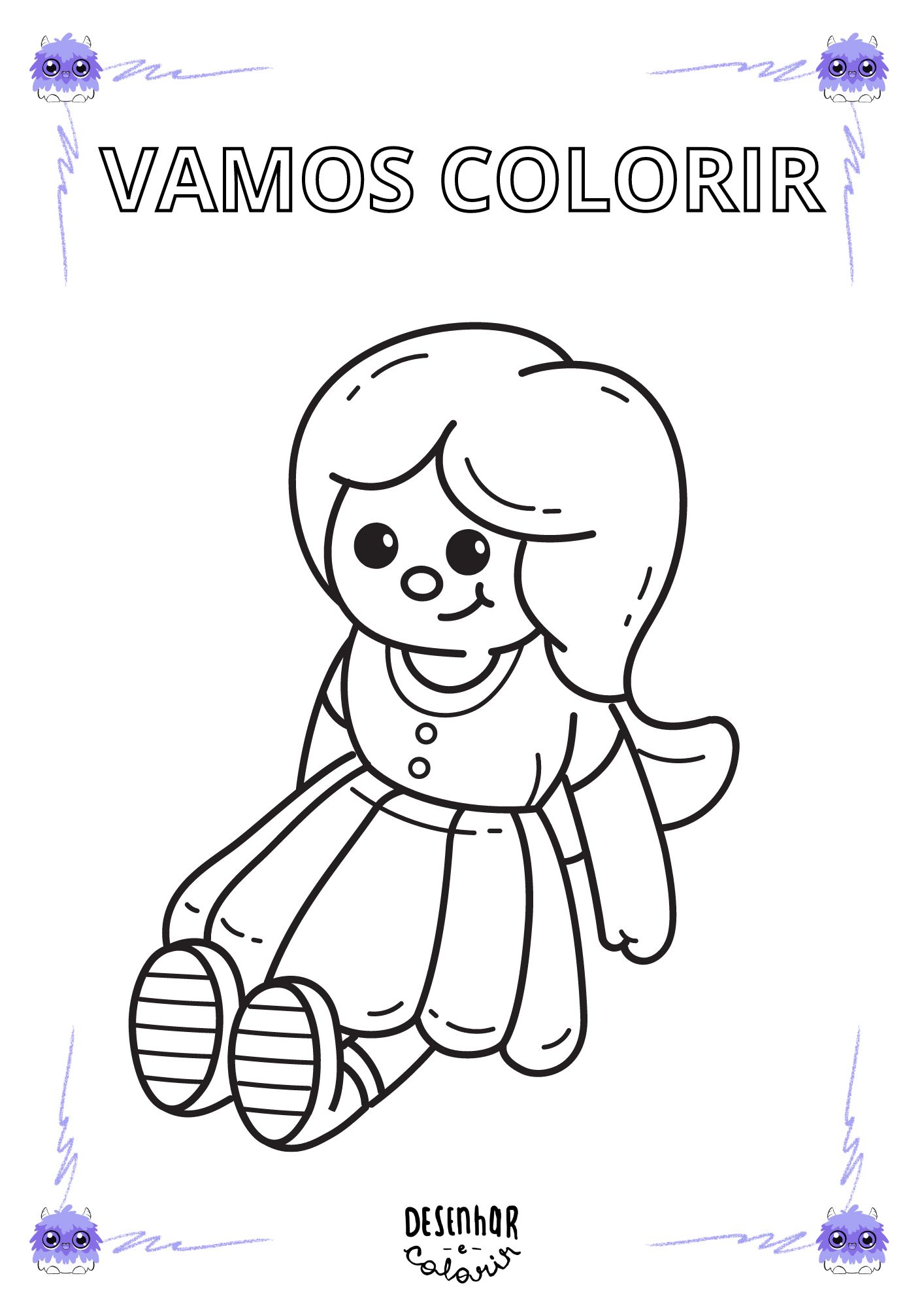 desenho de boneca para colorir