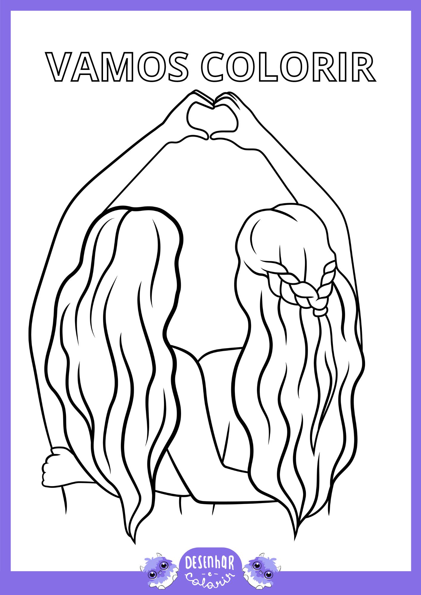 Desenho para colorir de melhores amigas Tumblr