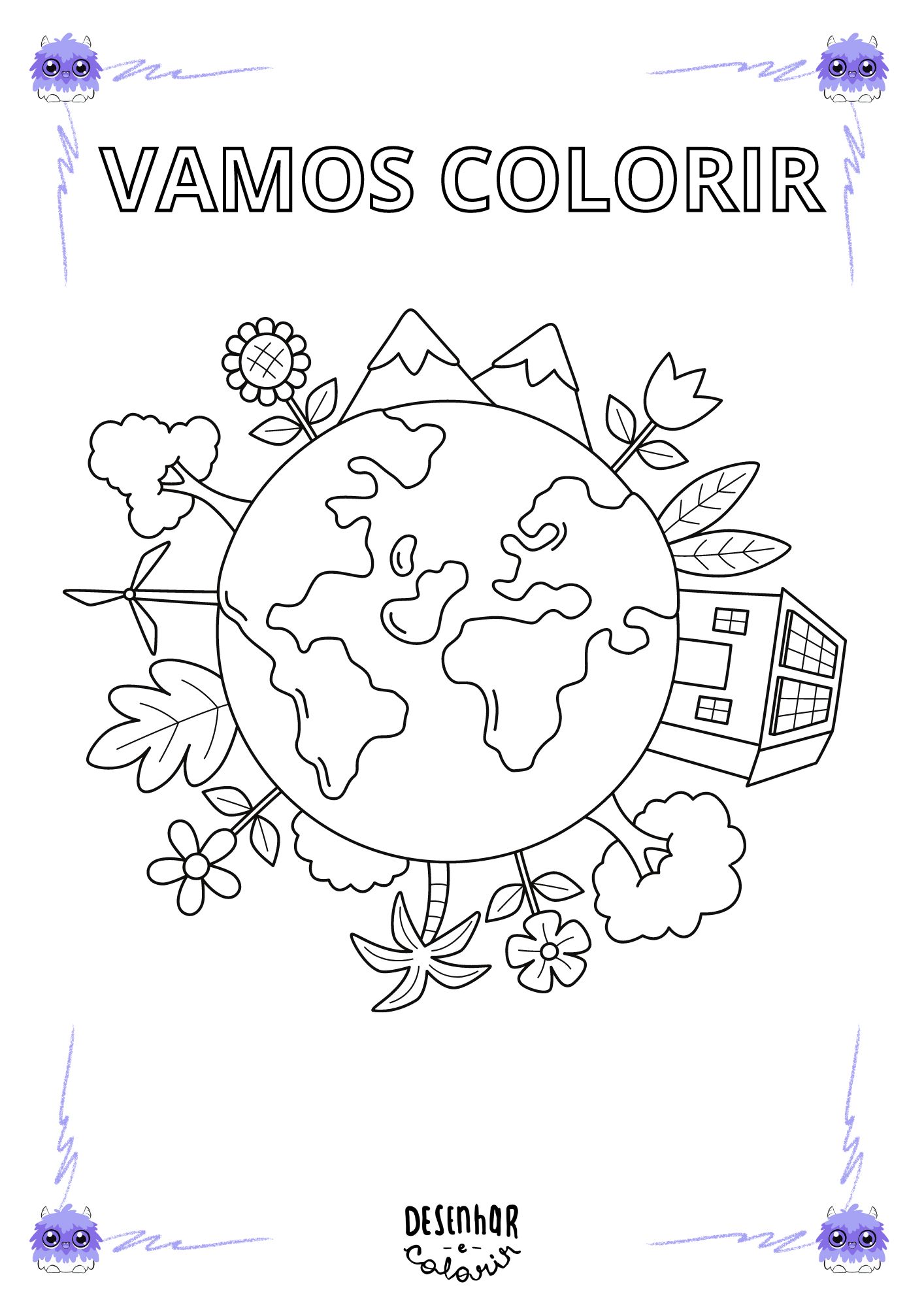 Desenho para Colorir do Meio Ambiente