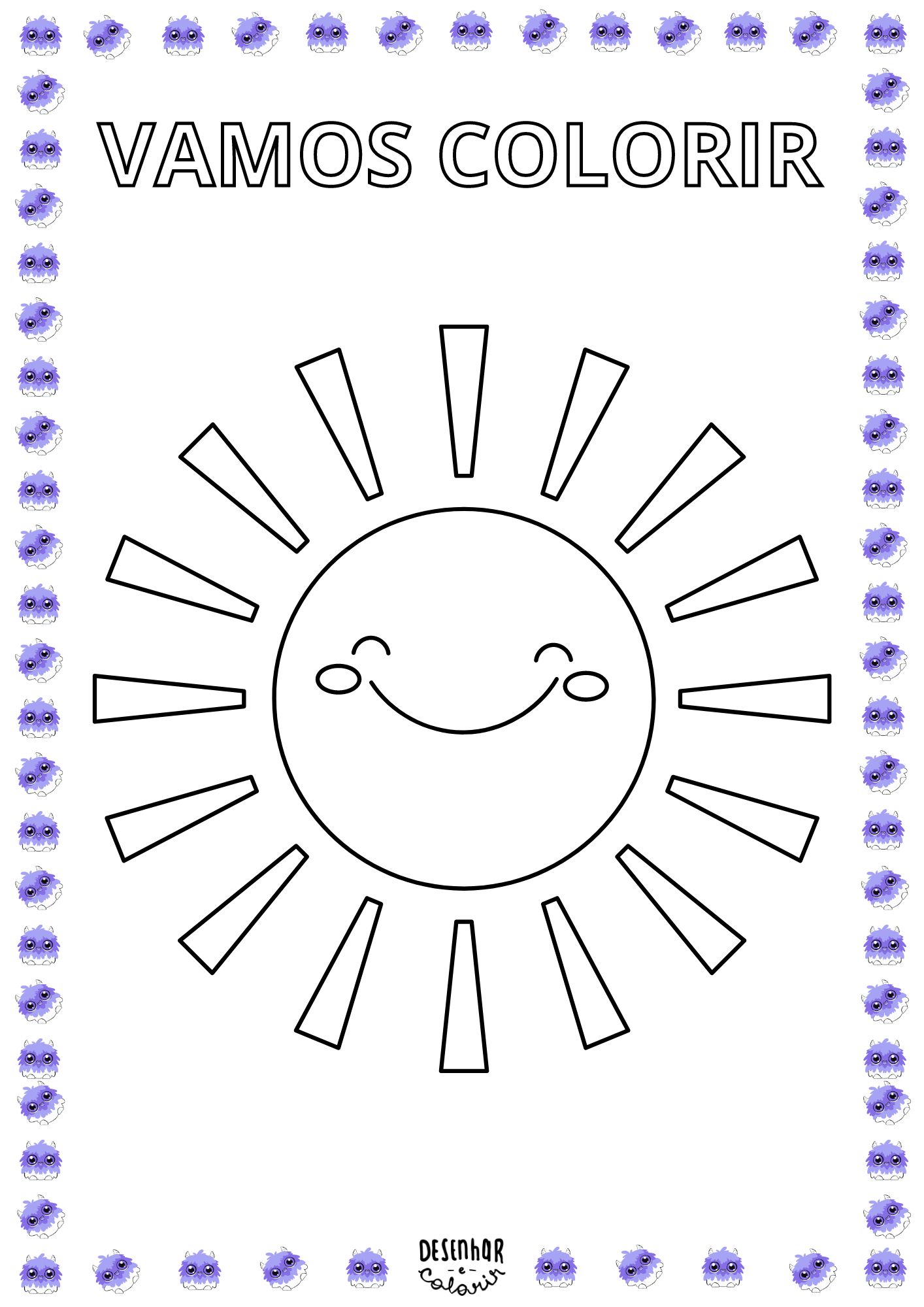 Desenho de sol para colorir