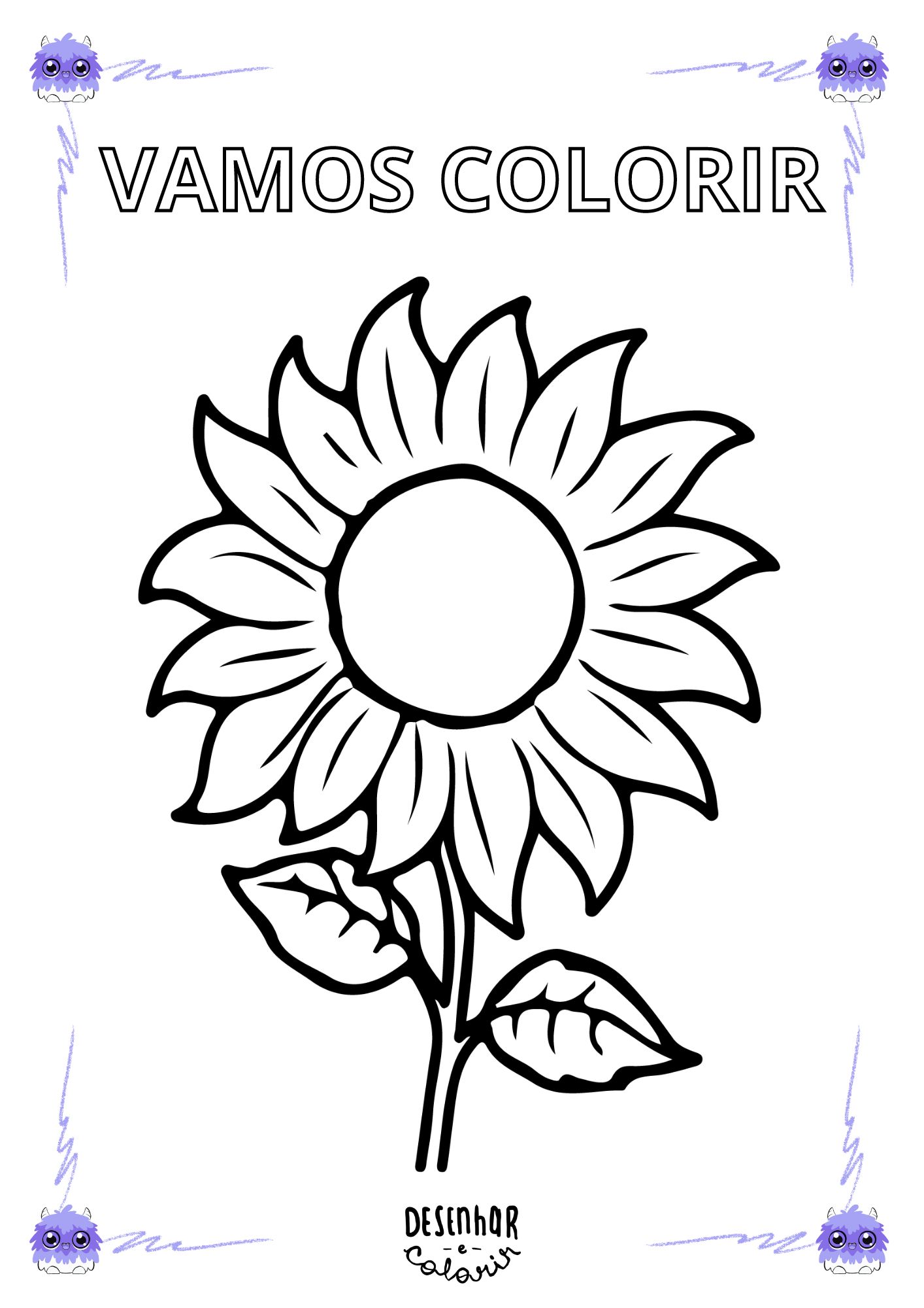 Desenho de flores para colorir