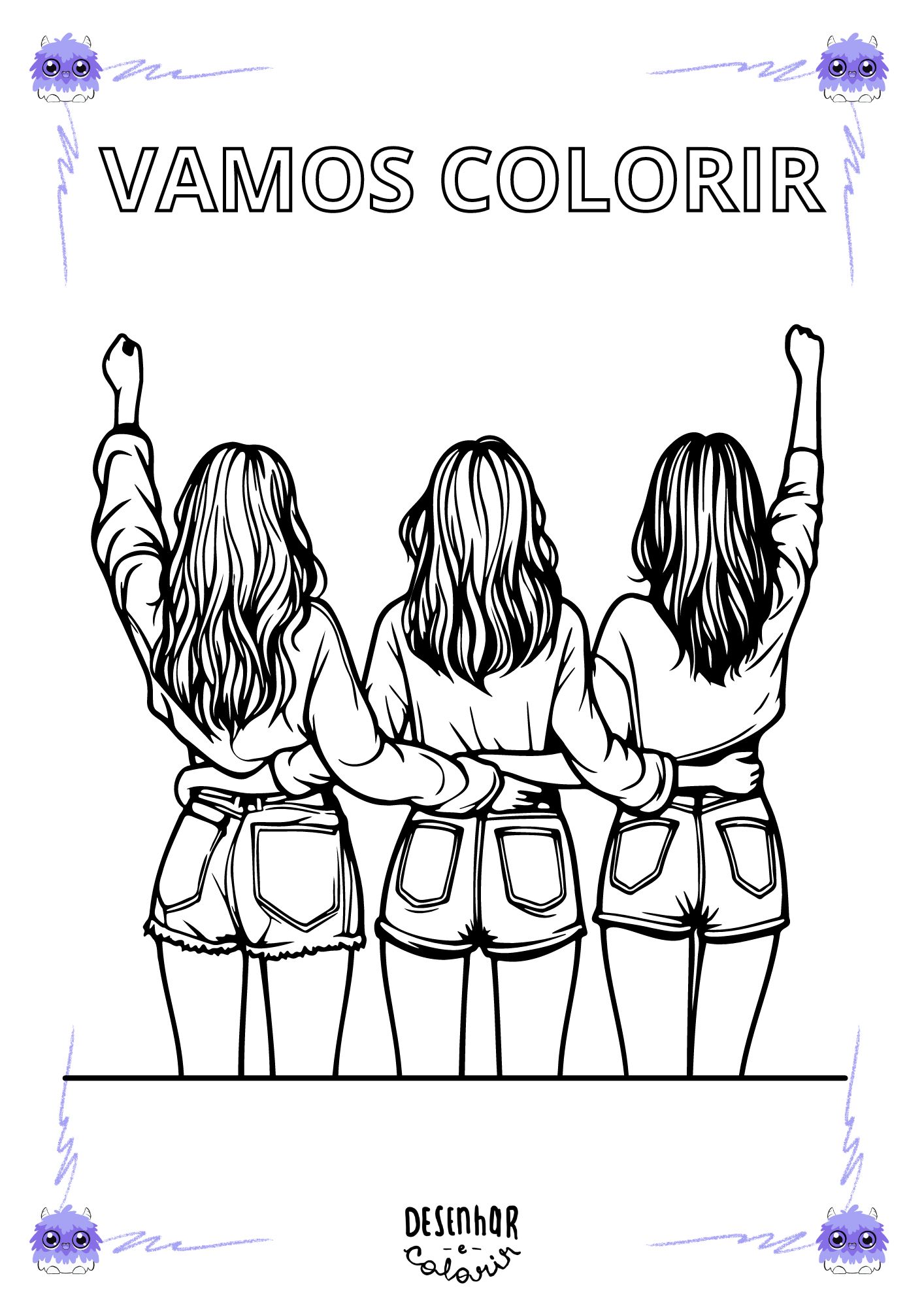 Desenho de amigos para colorir