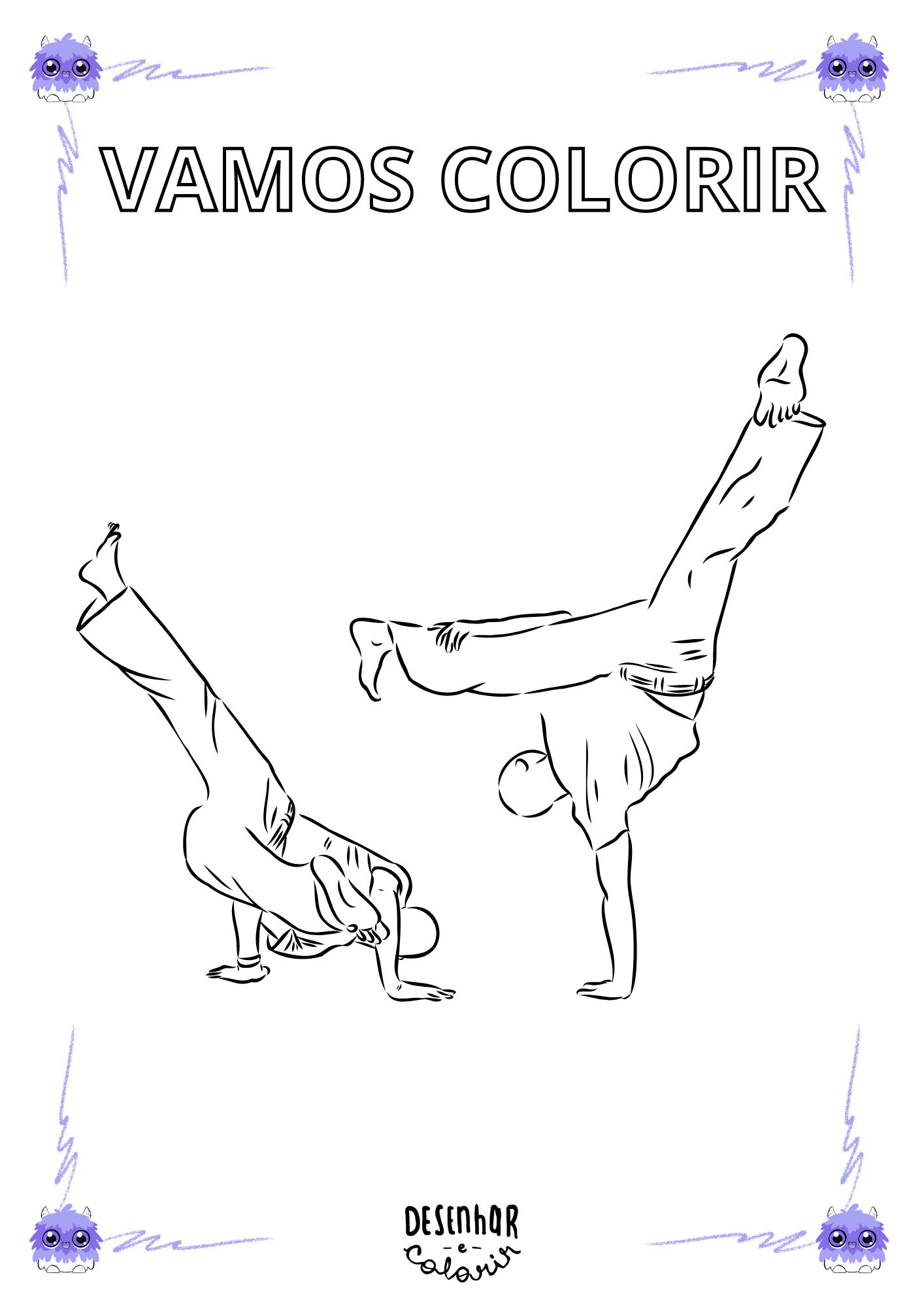 Desenho de capoeira para colorir