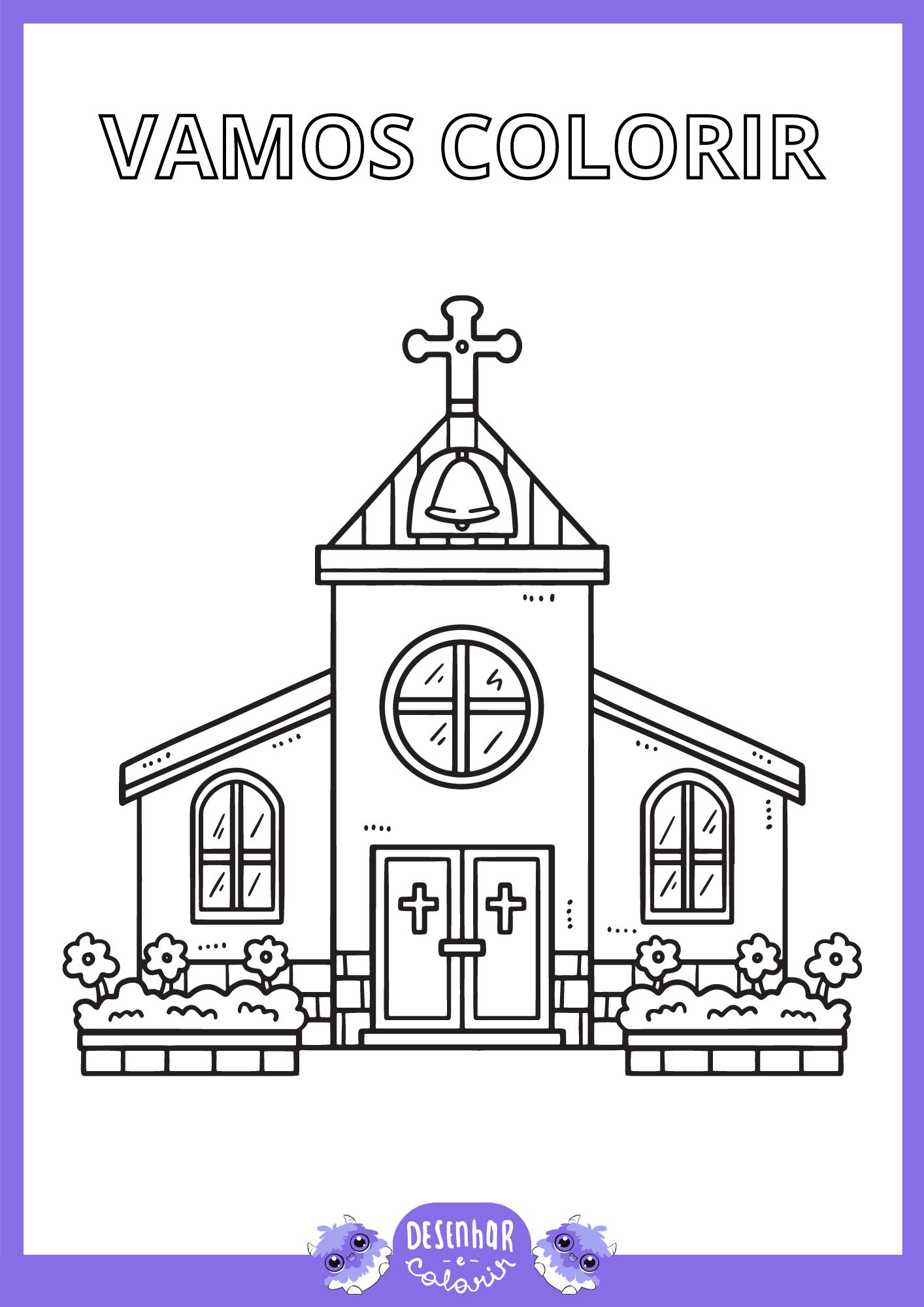 Desenho de igreja para colorir
