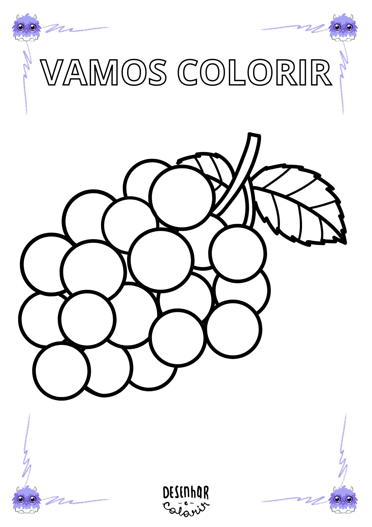 Desenho de uvas para colorir