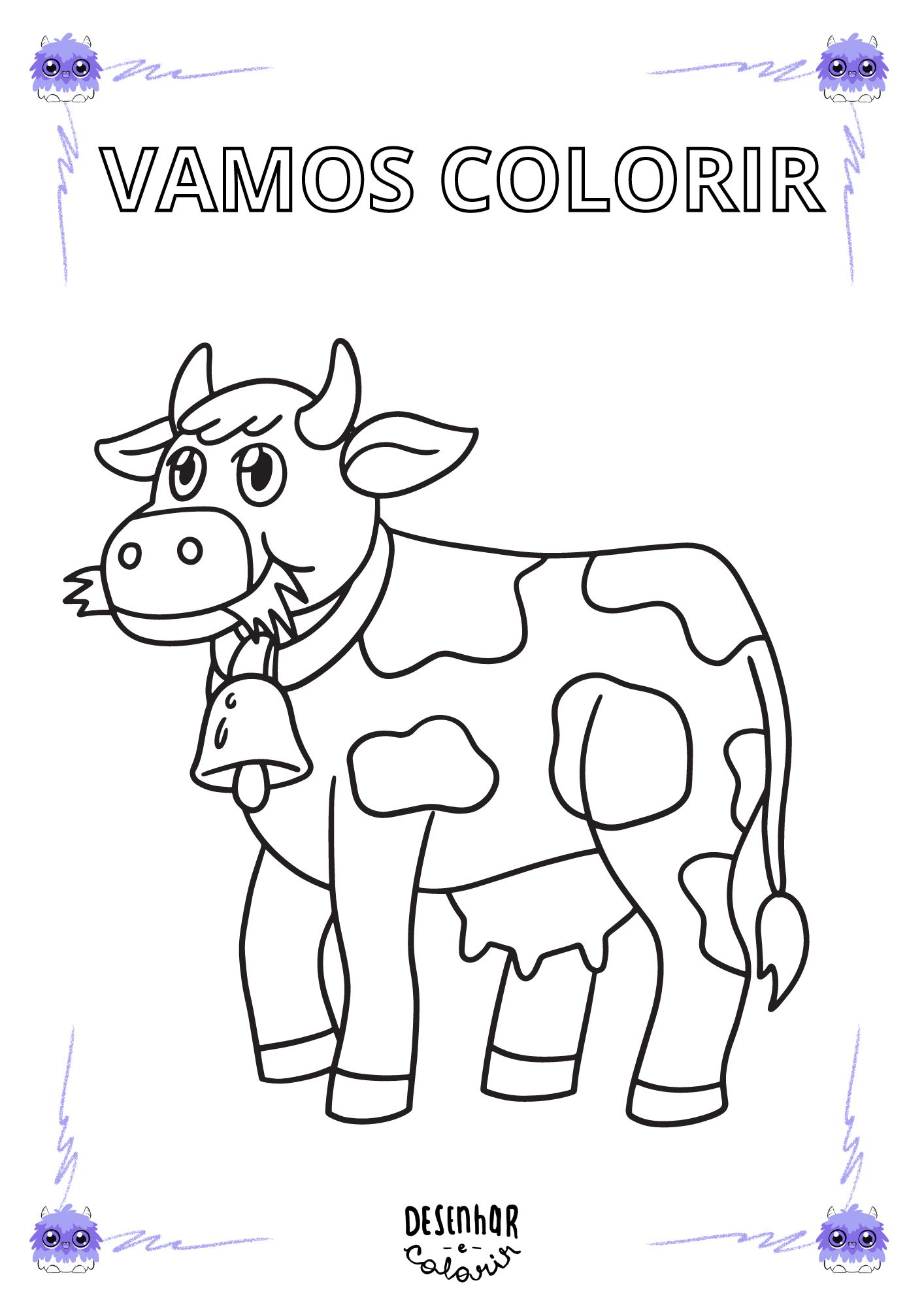 Desenho de vaca para colorir