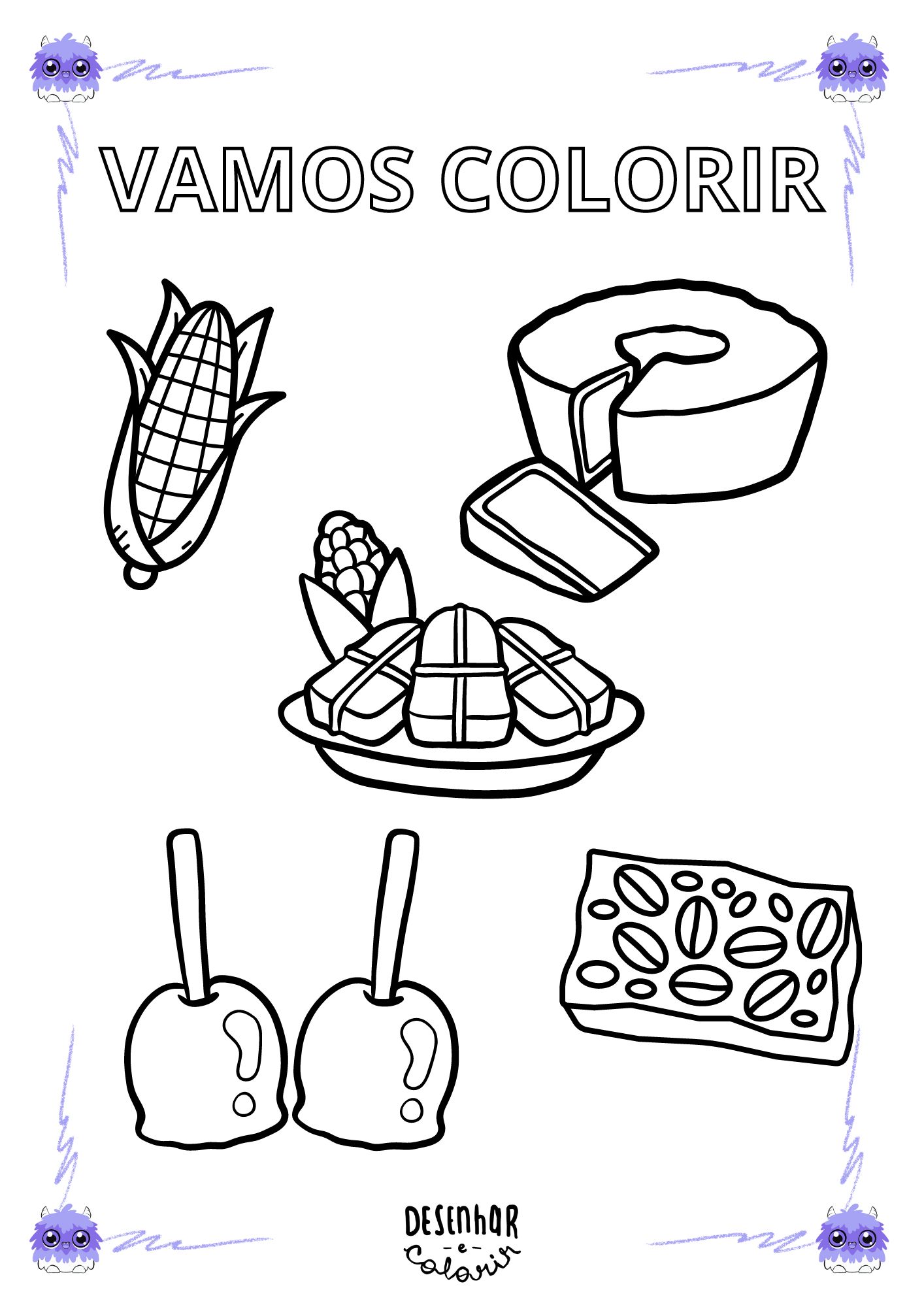 Desenho de Festa Junina para colorir educação infantil