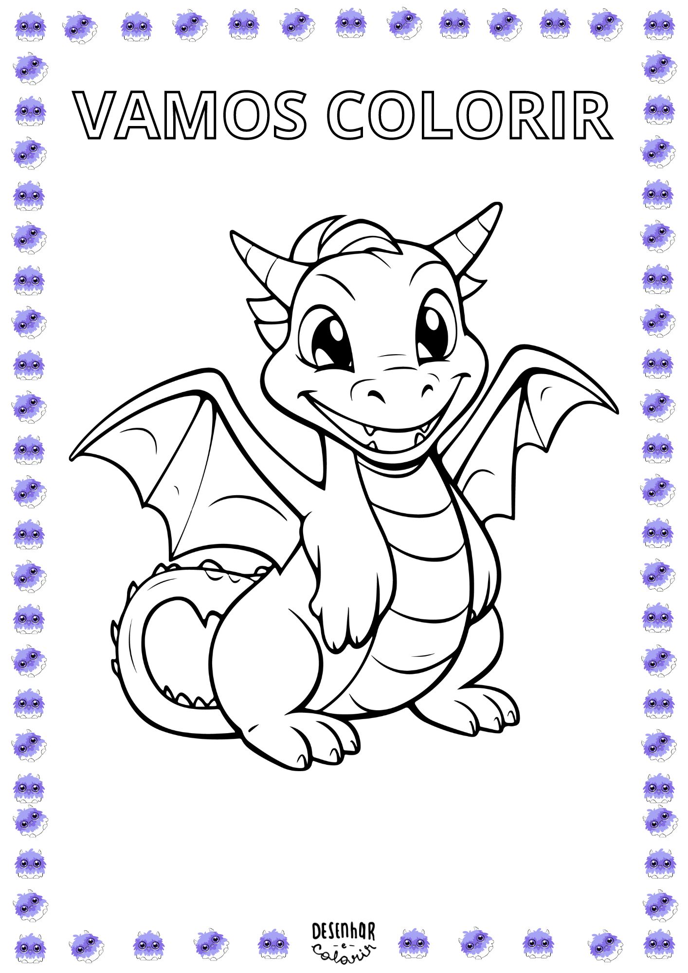 Desenho de dragão para colorir