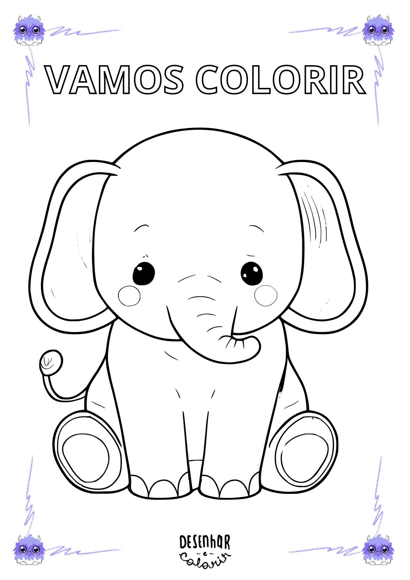 Desenho de elefante para colorir