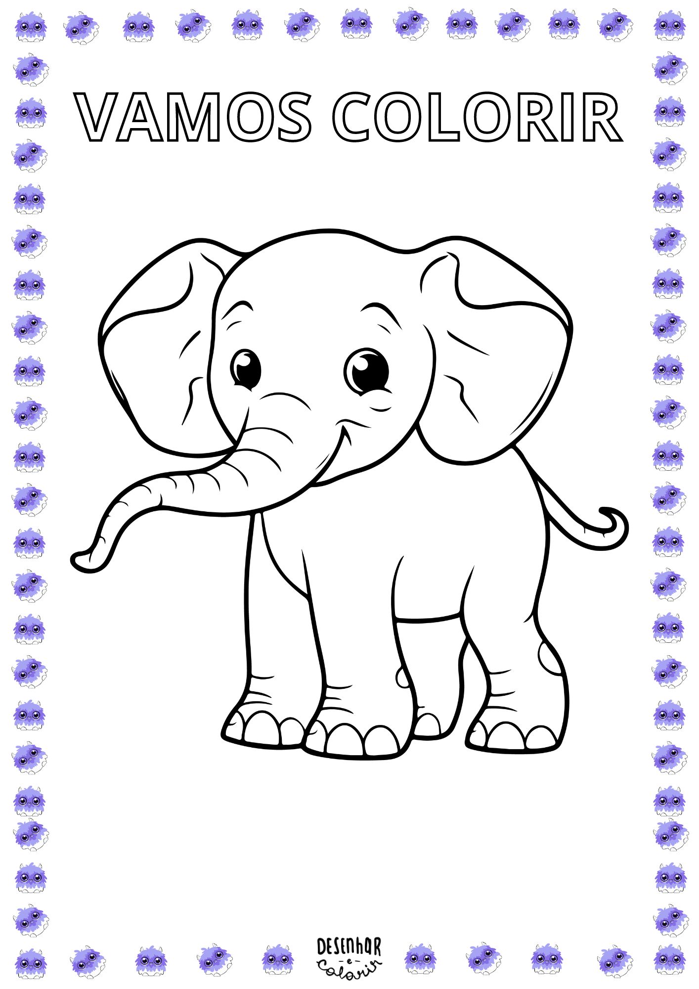 Desenho de um elefante para colorir